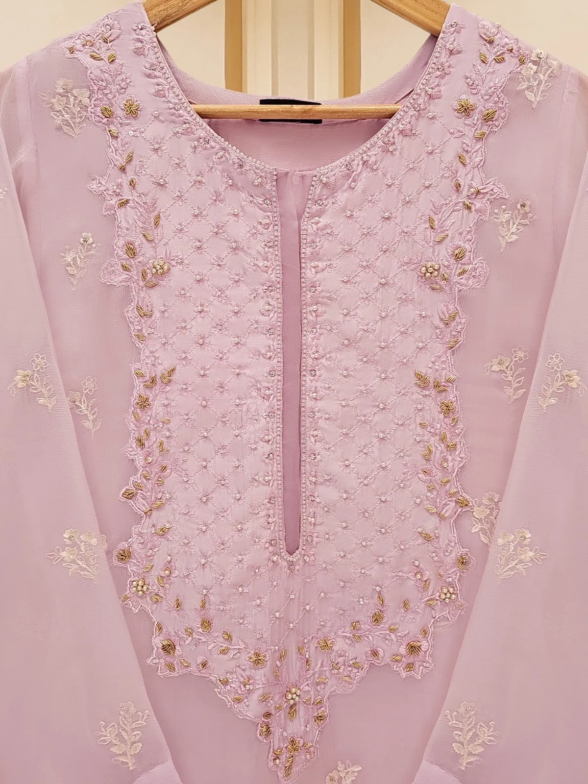 3 Piece - Embroidered Chiffon Suit S109611