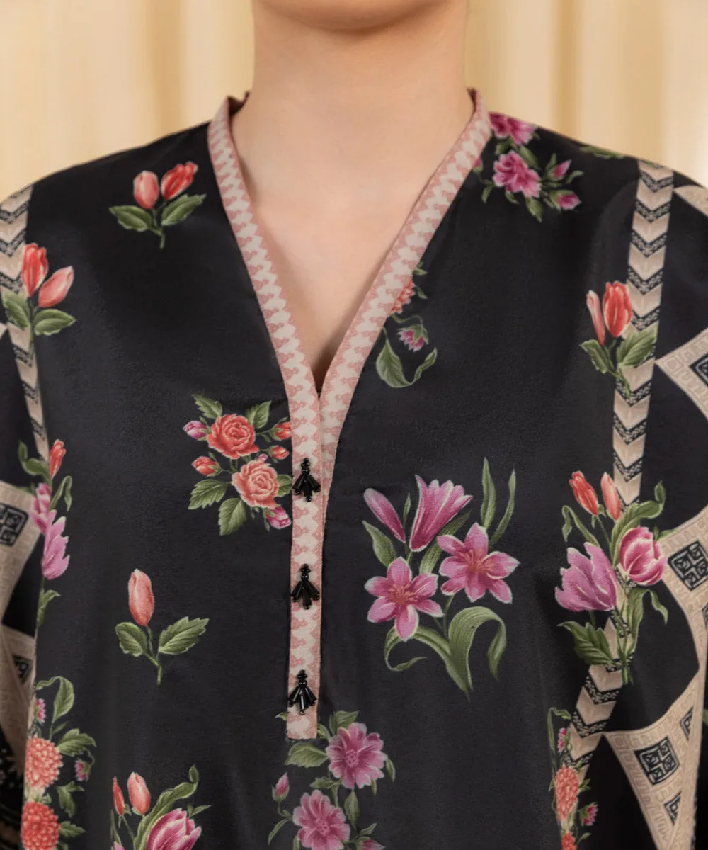 3 Piece -  Printed Satin Suit