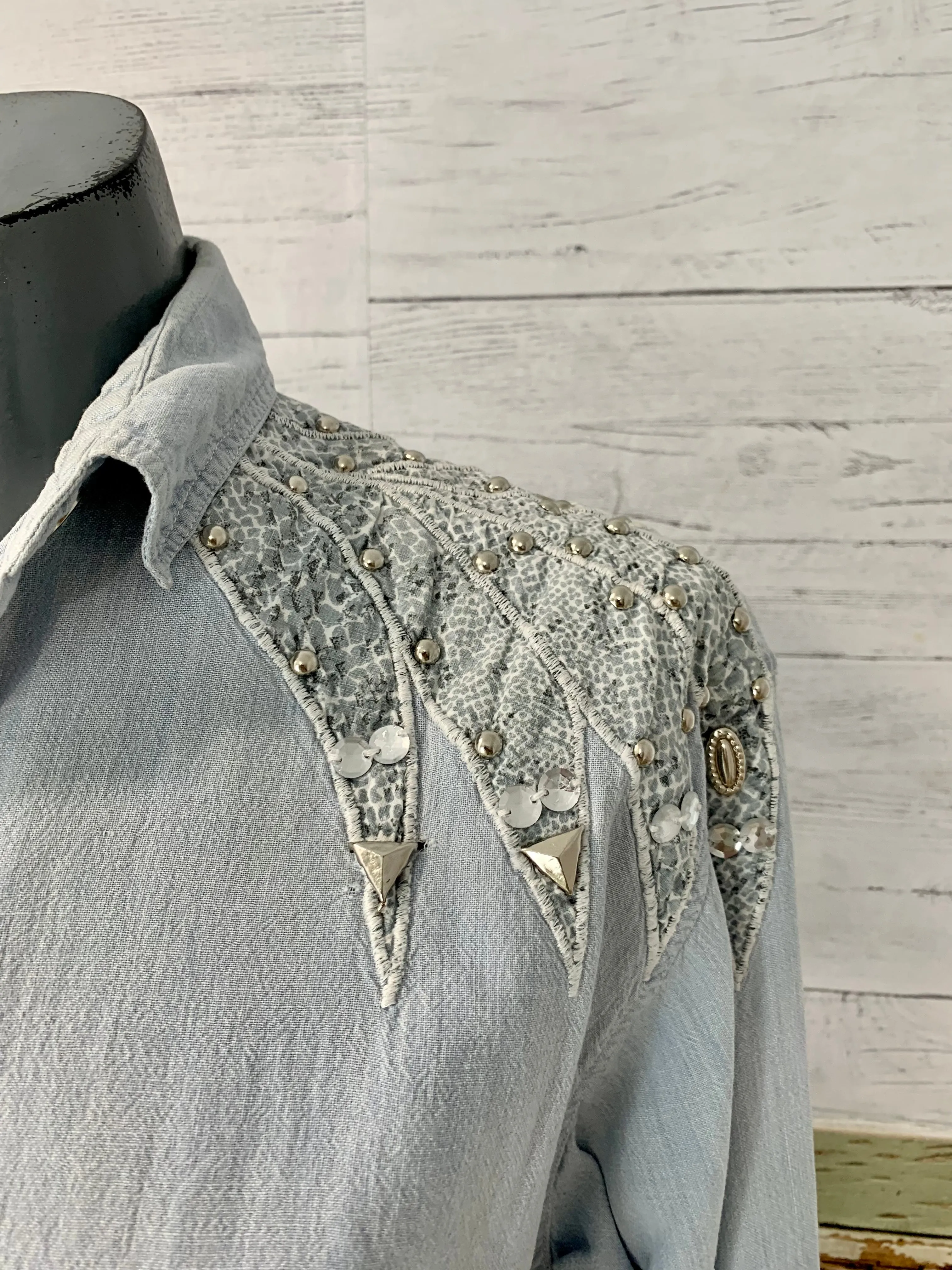 80’s/90’s Embellished Denim Button Up