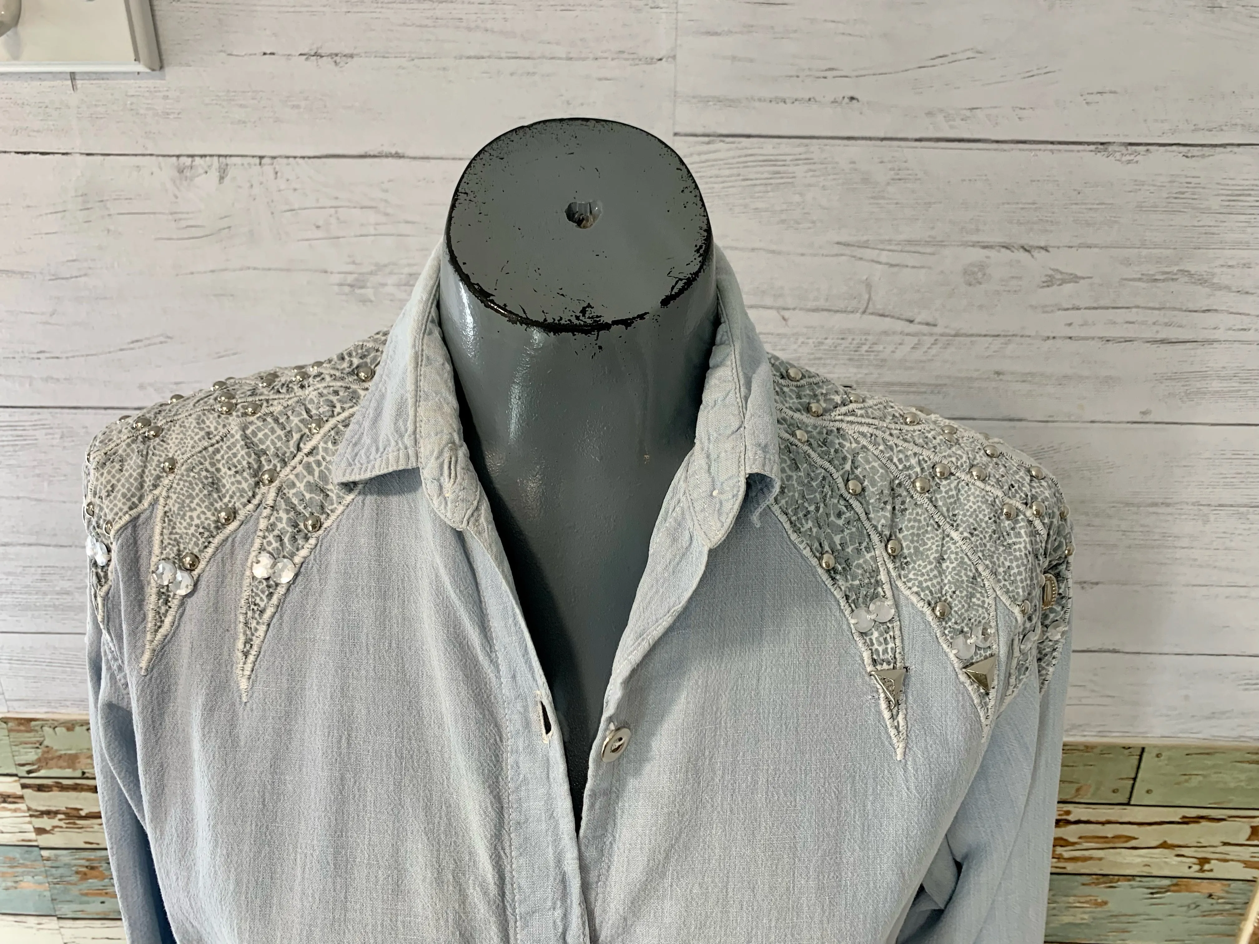 80’s/90’s Embellished Denim Button Up