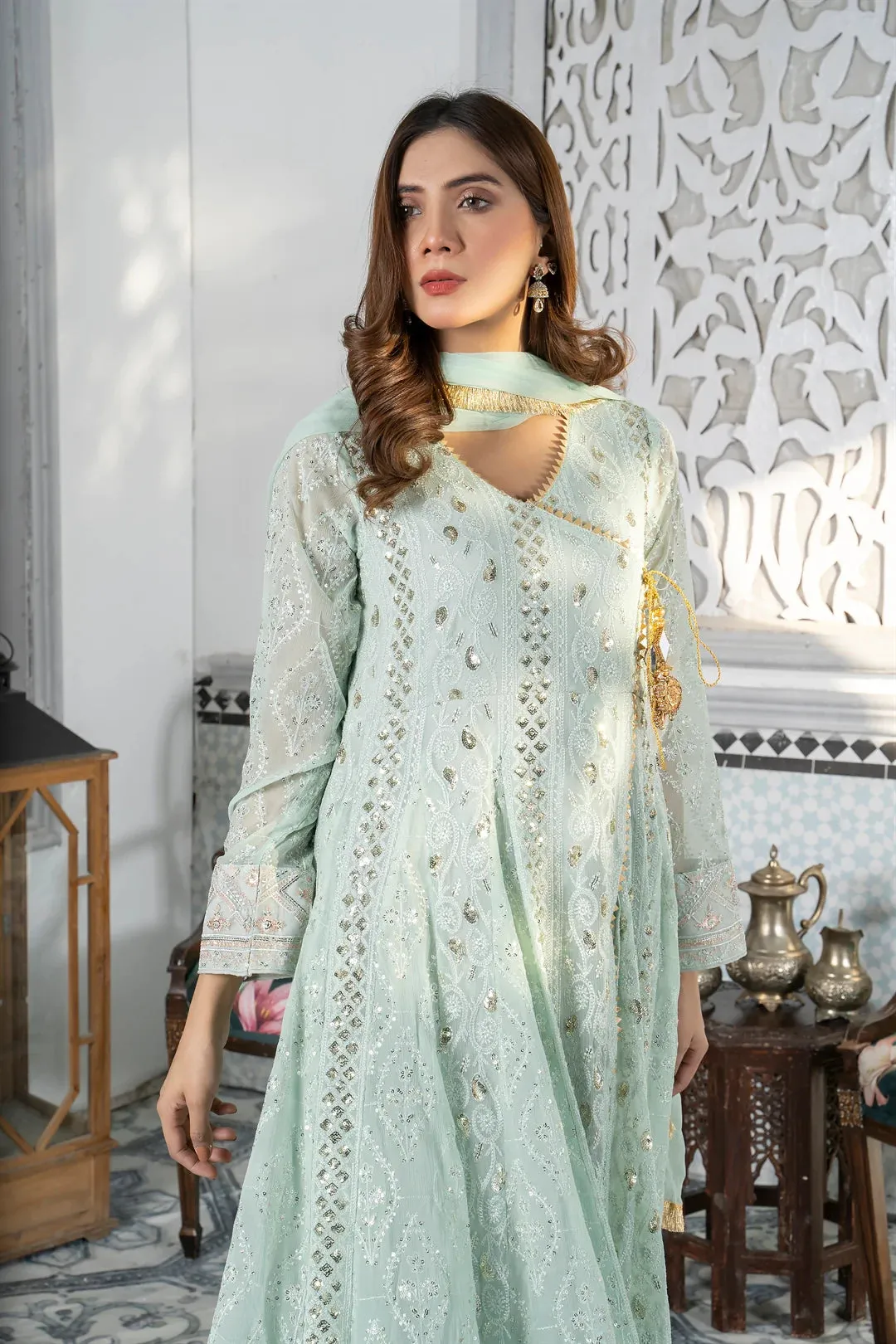 Aqua Dress 099 Stitched 3PCs