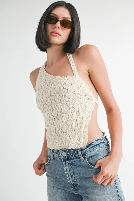 ASYMMETRICAL SHOULDER TOP WITH BACK TIE