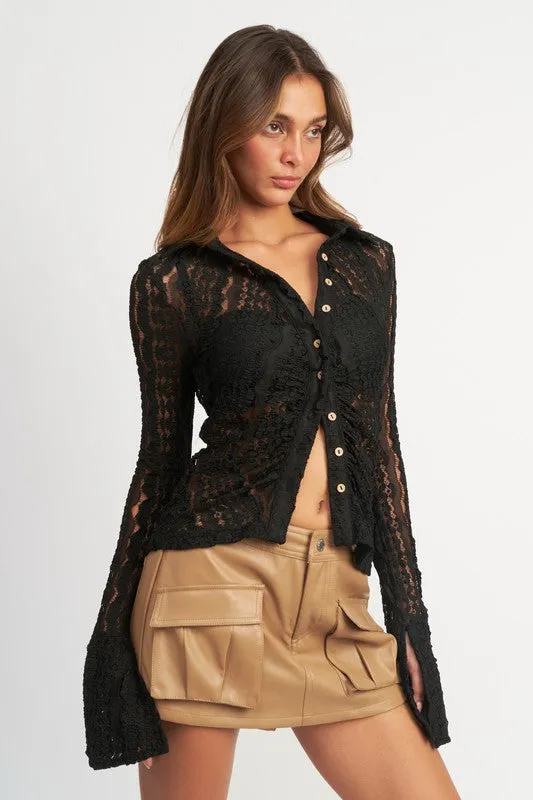 BELL SLEEVE LACE TOP *Online Only*