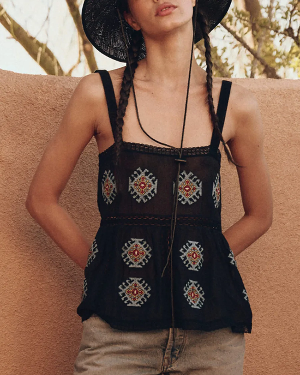 Black Folklore Embellished Roam Top