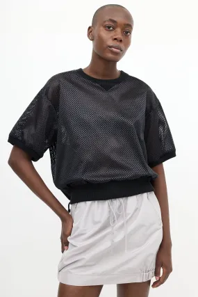 Black Perforated Satin Top