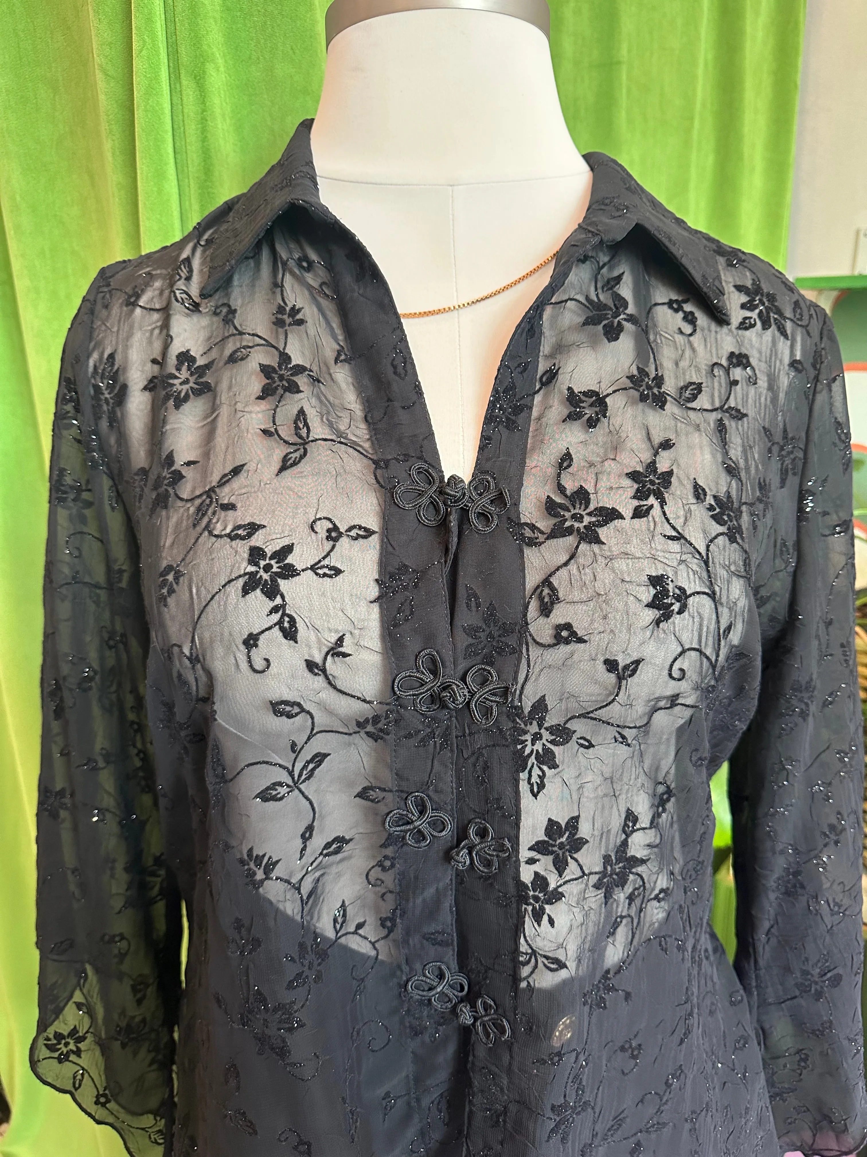 Black Sheer Sparkle top