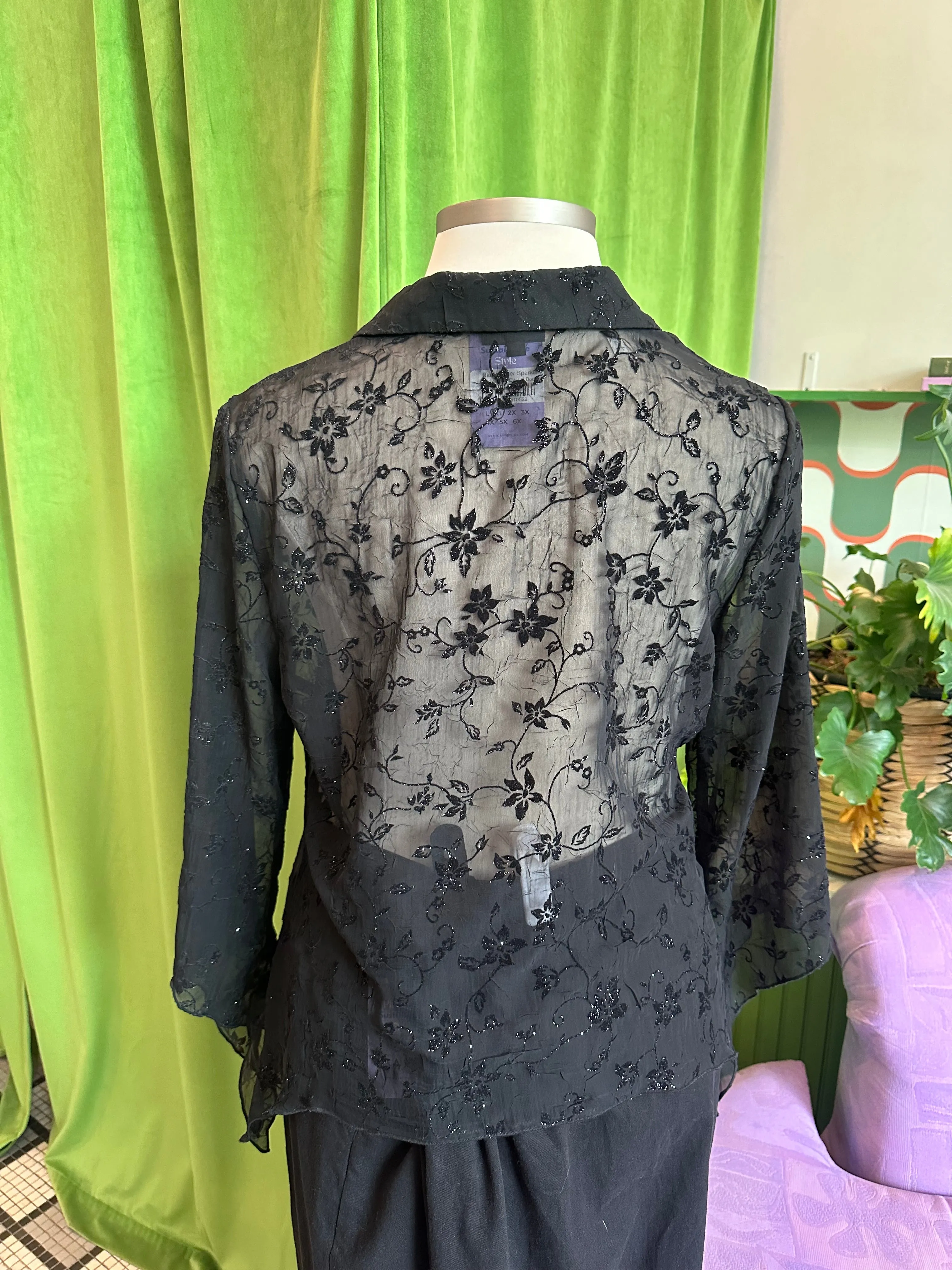 Black Sheer Sparkle top