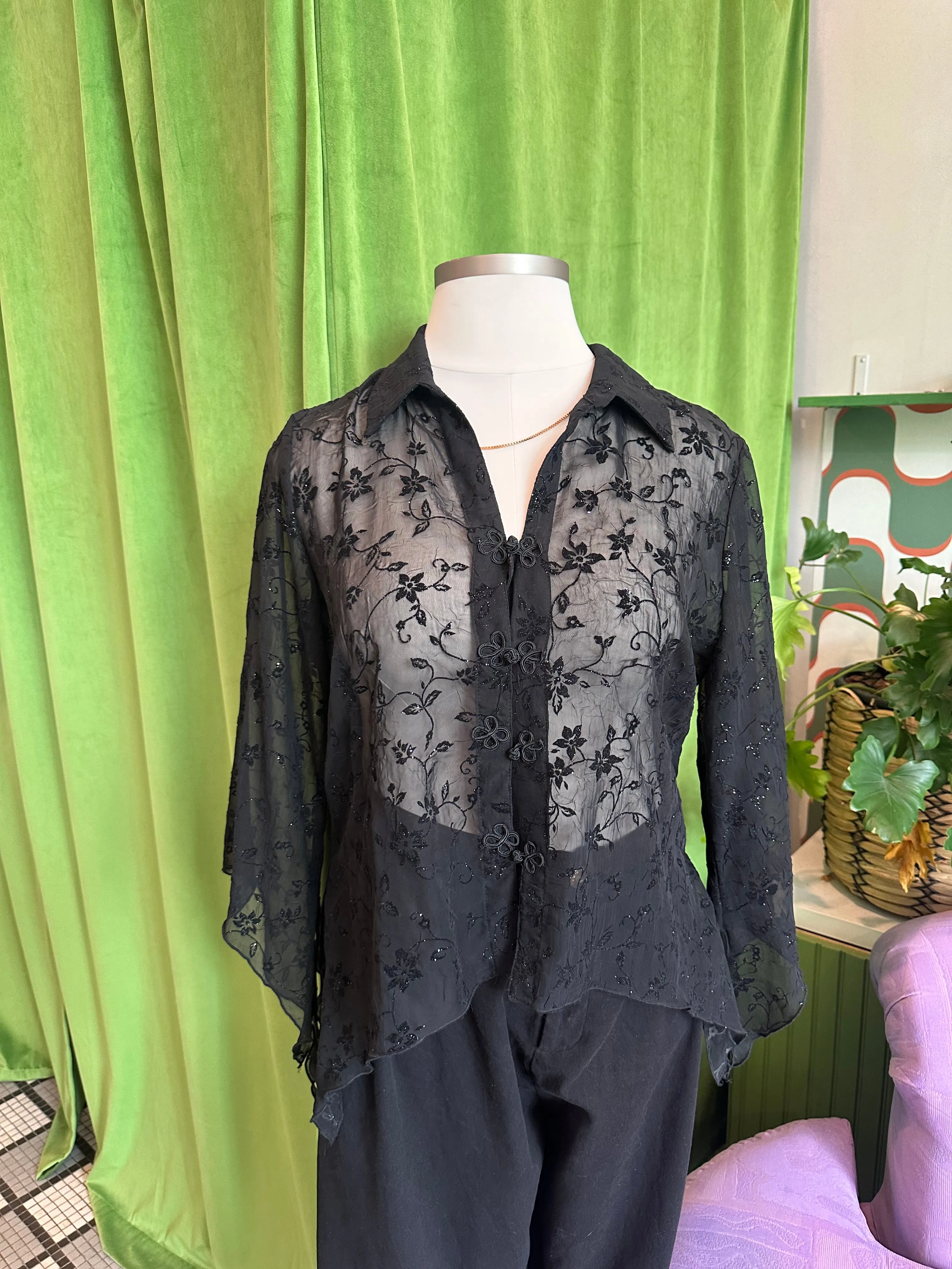 Black Sheer Sparkle top