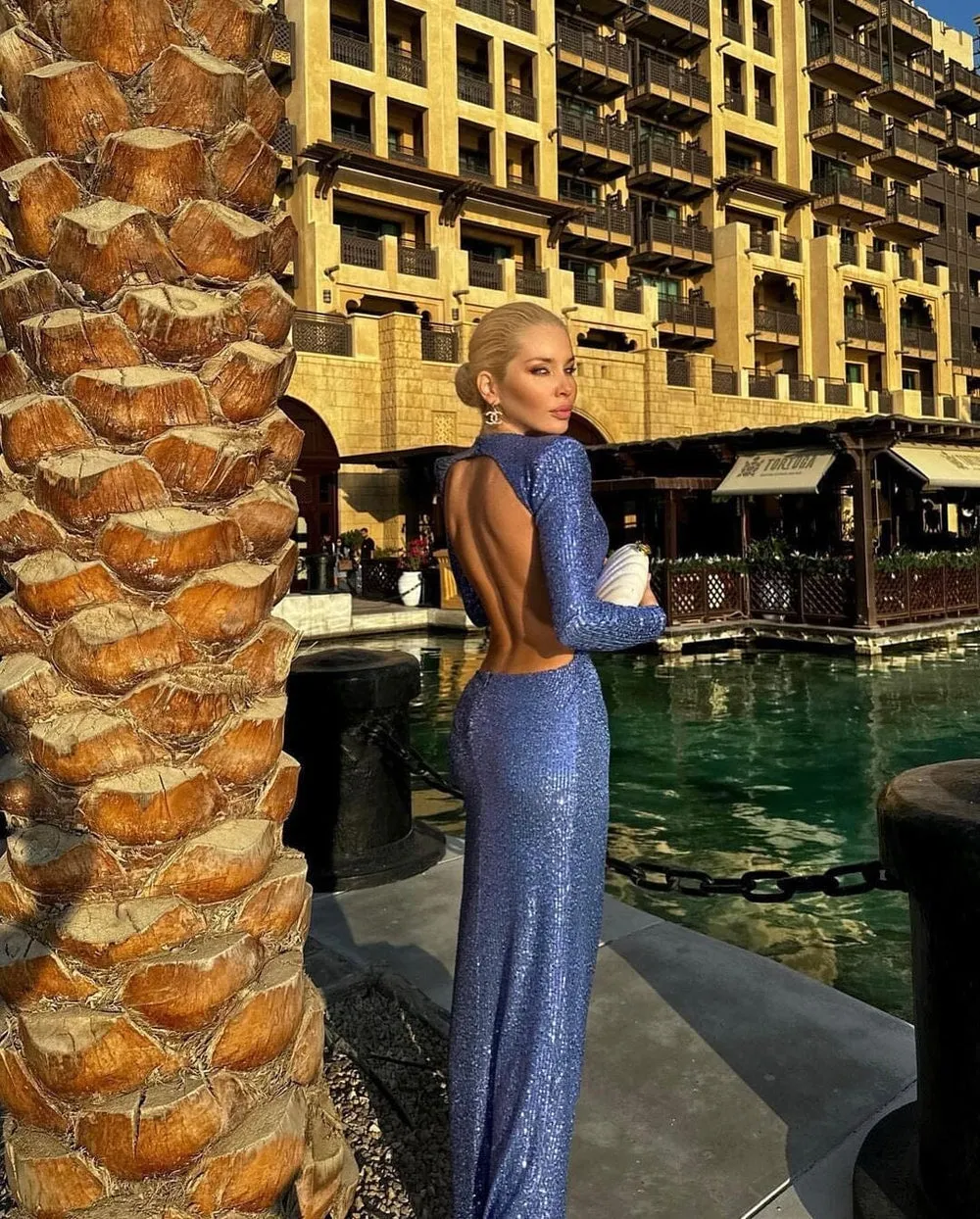 Blue Sequin Long Dress