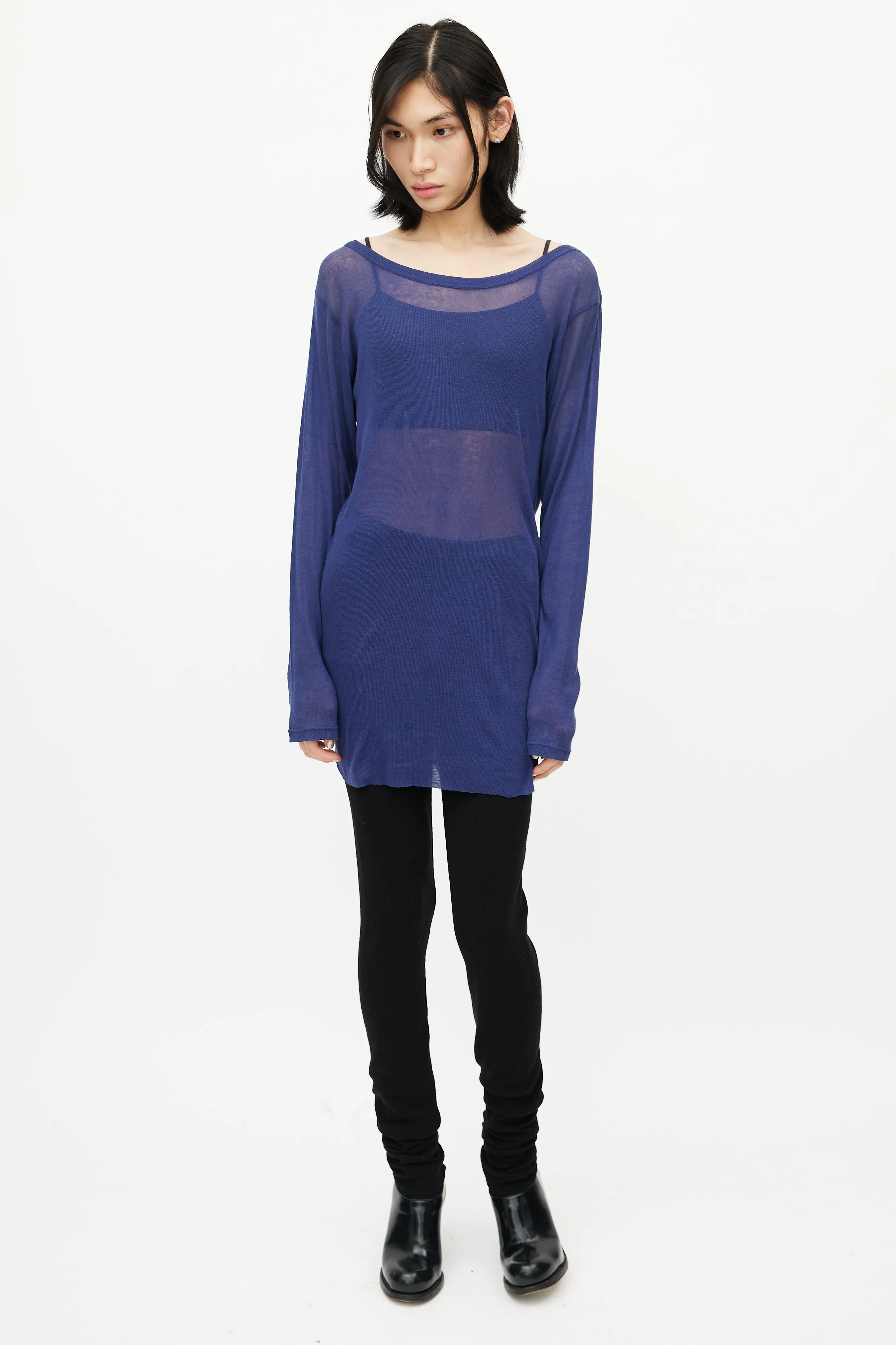 Blue Sheer Long Sleeve Top