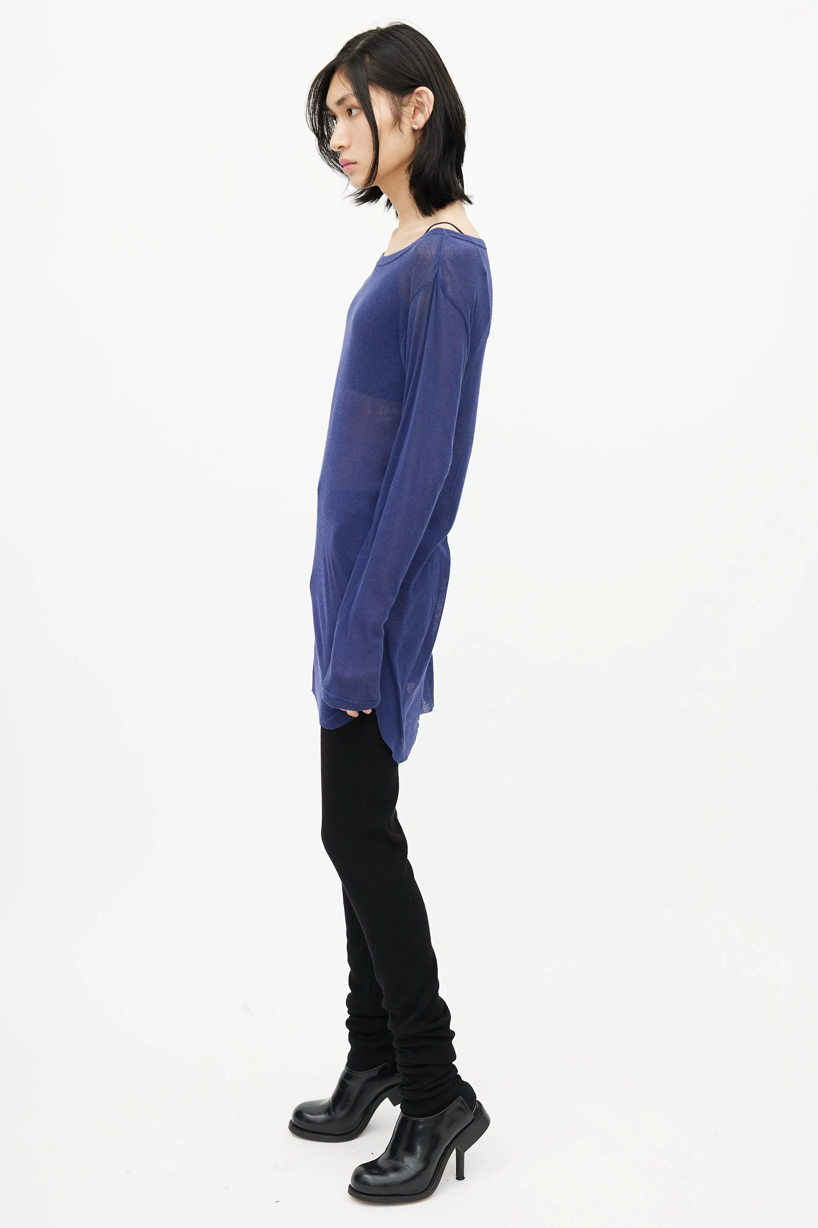 Blue Sheer Long Sleeve Top