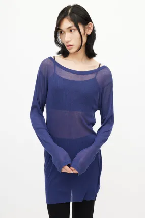 Blue Sheer Long Sleeve Top