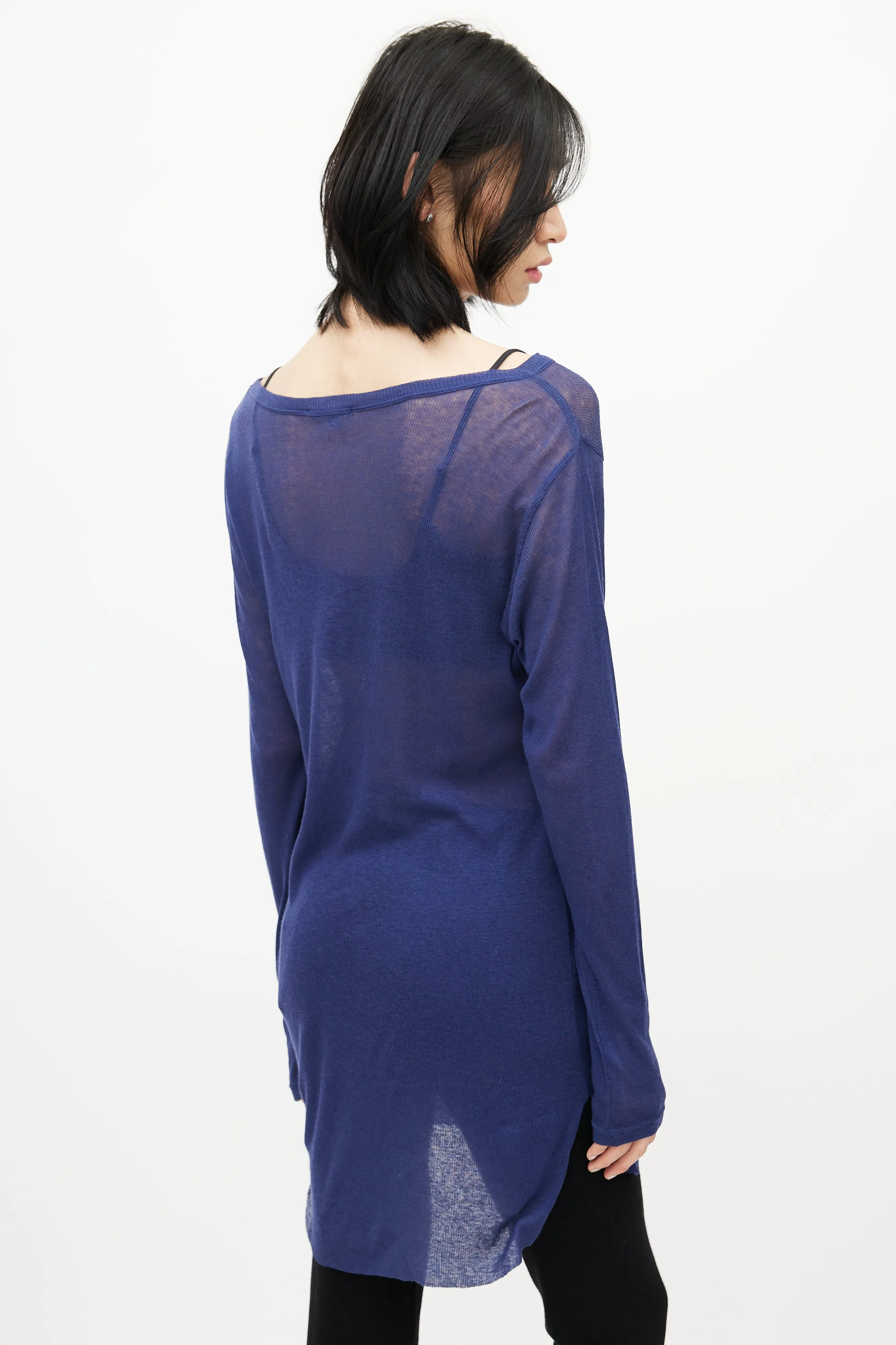 Blue Sheer Long Sleeve Top
