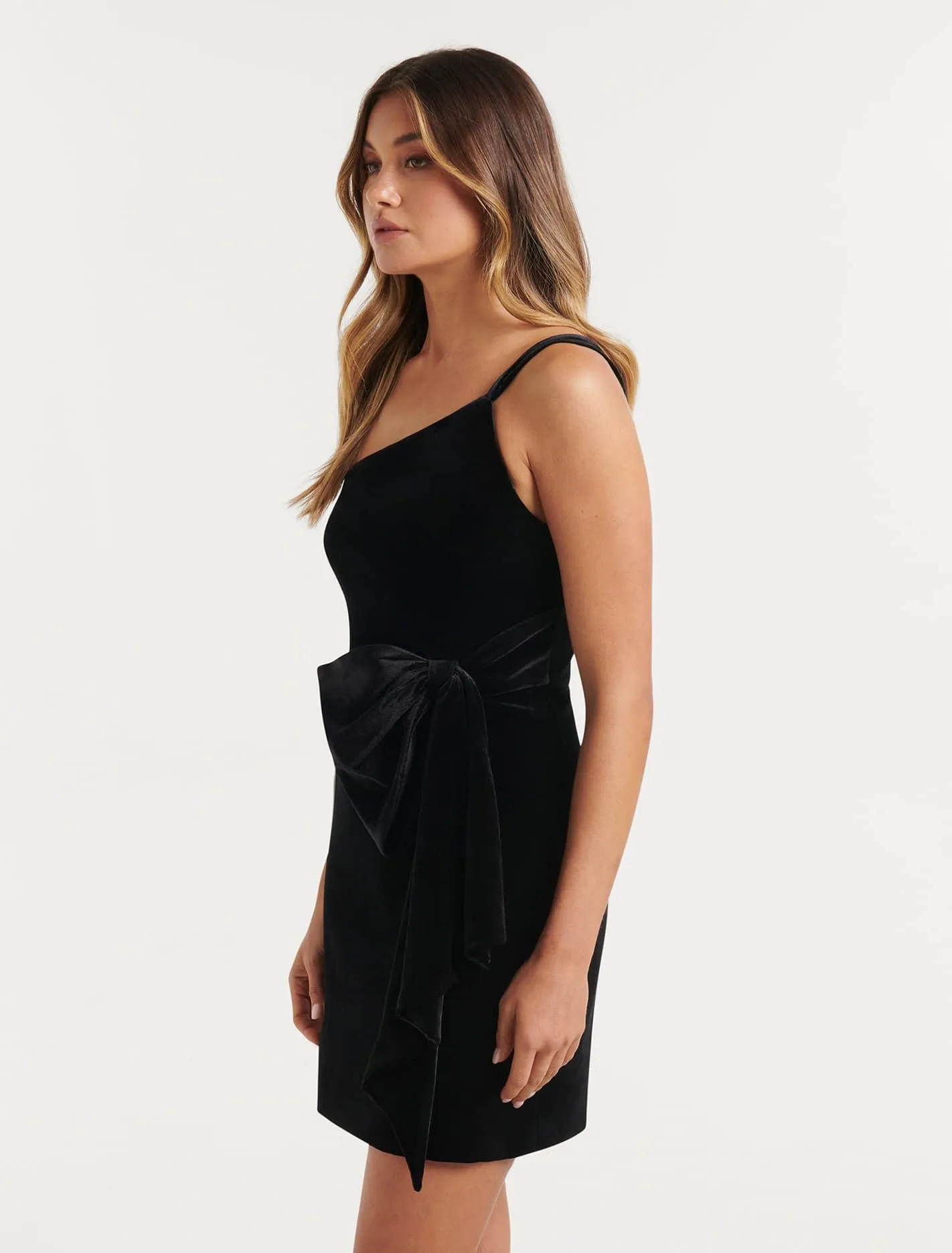 Bonnie Velvet Bow Mini Dress