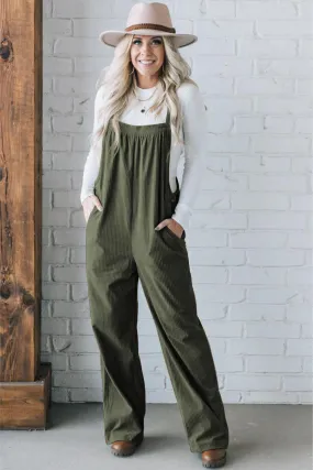 Button Detail Corduroy Jumpsuit