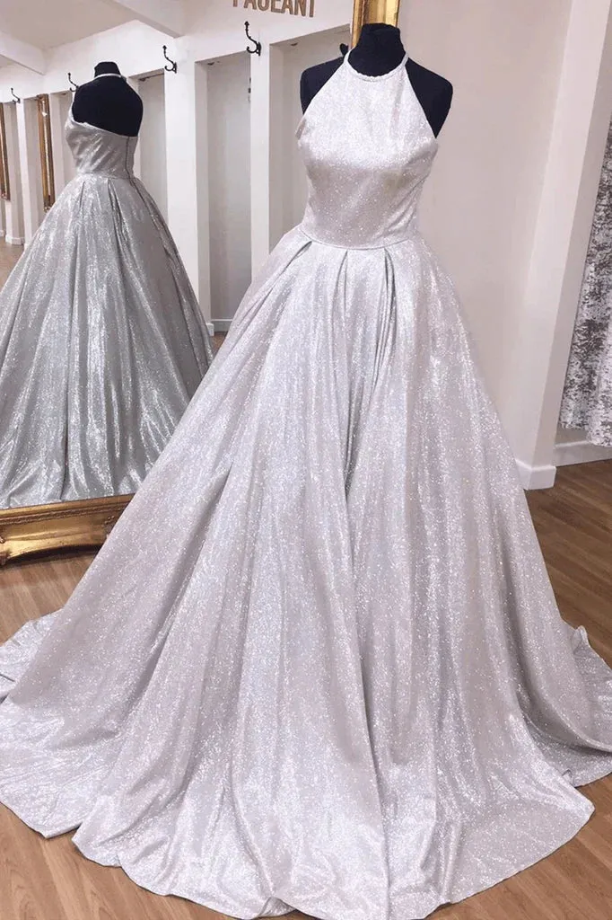 Charming A Line Sequin Long Prom Dresses With Pockets, Evening Dresses