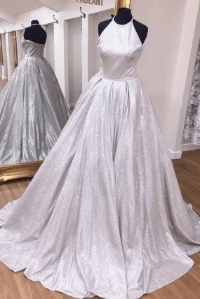 Charming A Line Sequin Long Prom Dresses With Pockets, Evening Dresses