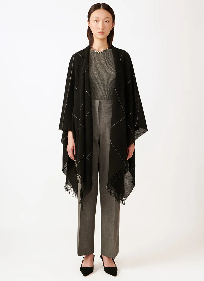 Checked Wool Cape