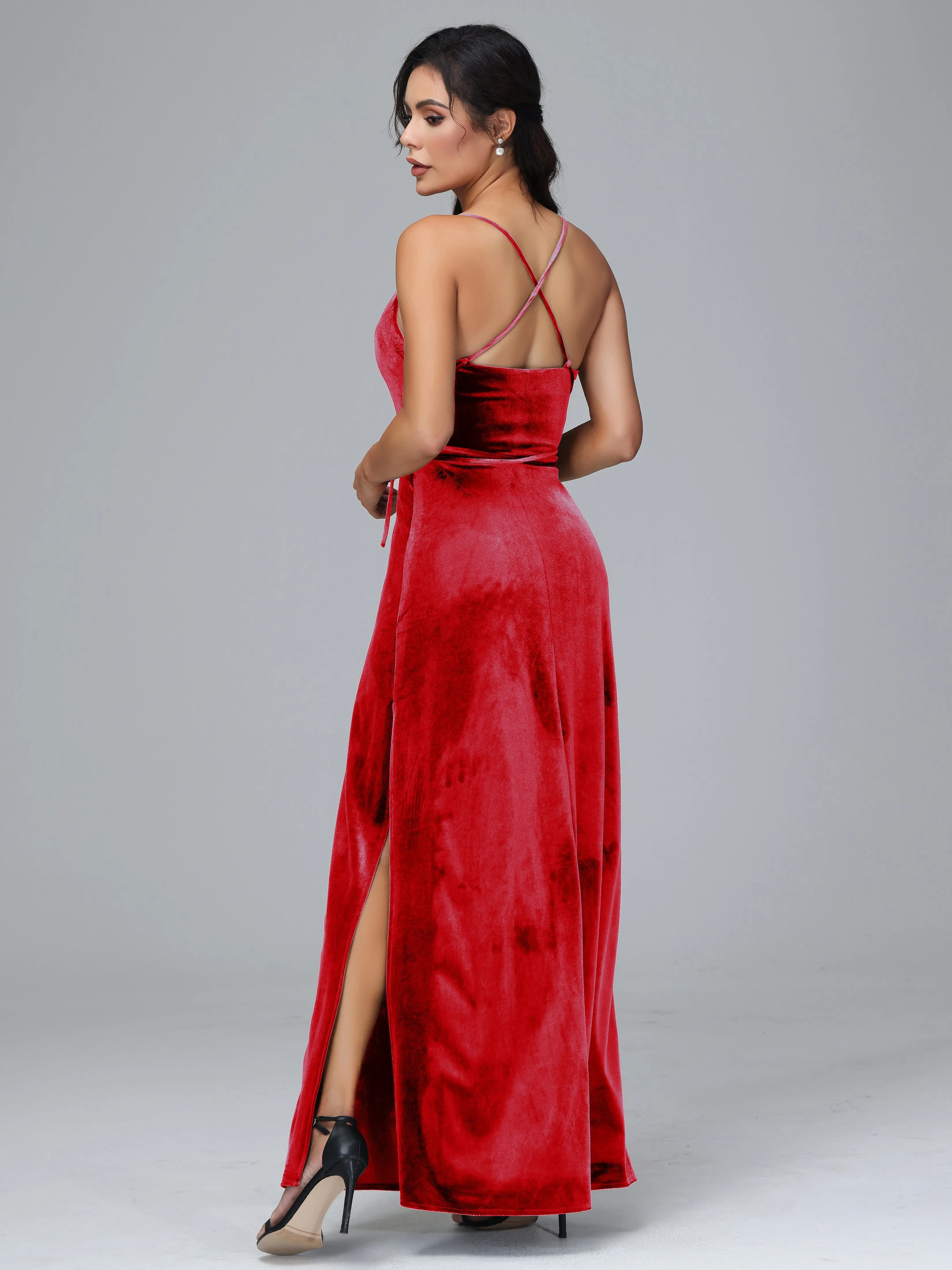 Column Spaghetti Straps Plus Size Bridesmaid Dresses
