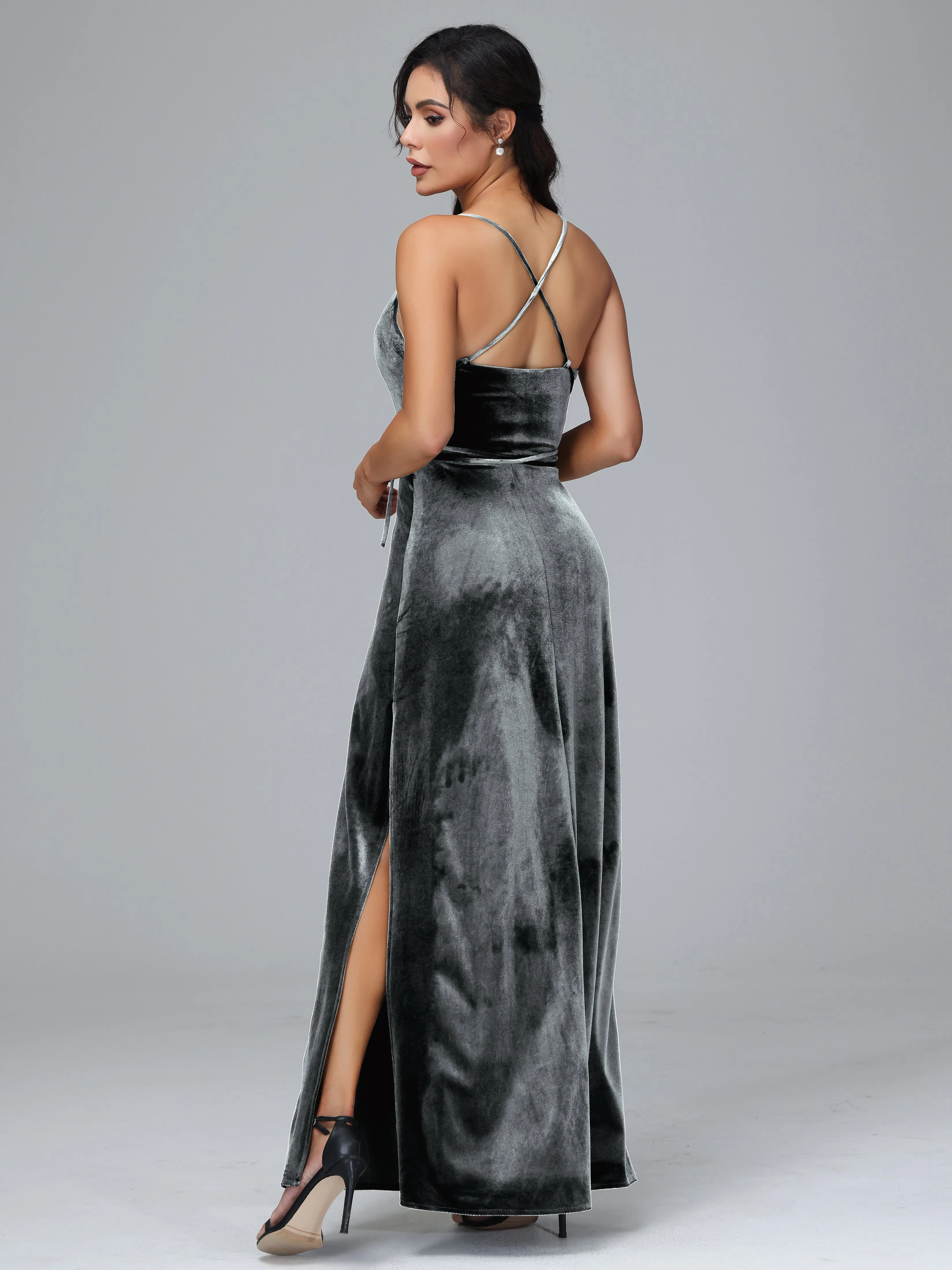Column Spaghetti Straps Plus Size Bridesmaid Dresses