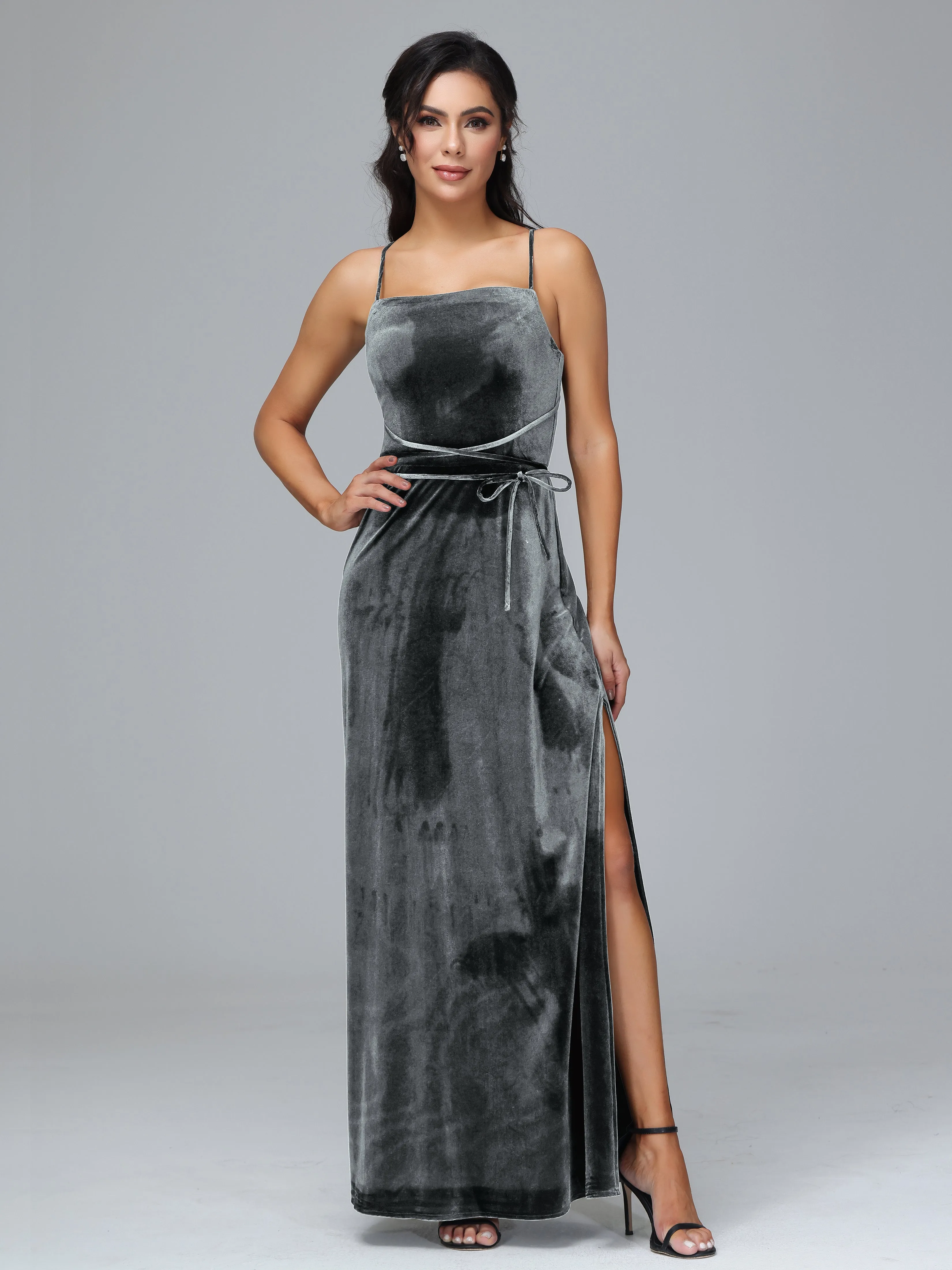 Column Spaghetti Straps Plus Size Bridesmaid Dresses