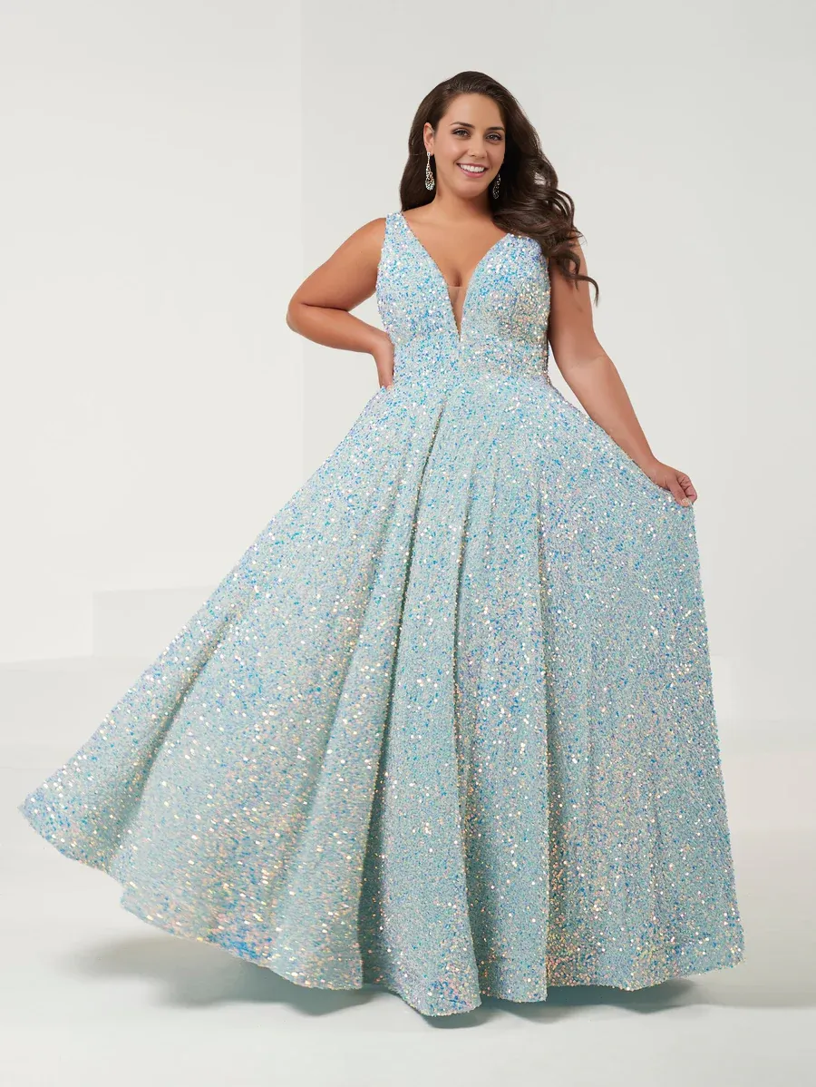 Fashion Evening Dress Plus Size Velvet Sequin A-line Gown Prom Dresses