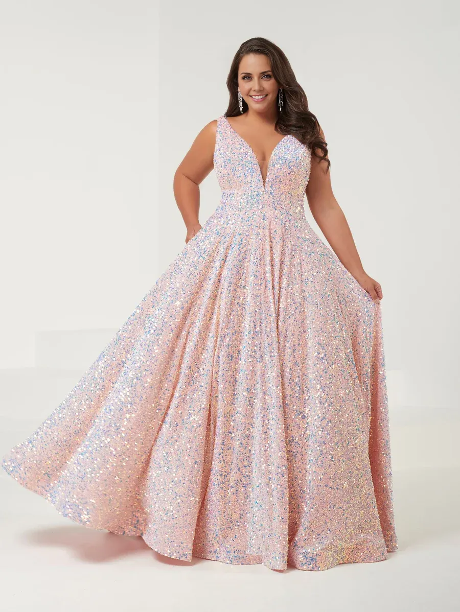 Fashion Evening Dress Plus Size Velvet Sequin A-line Gown Prom Dresses