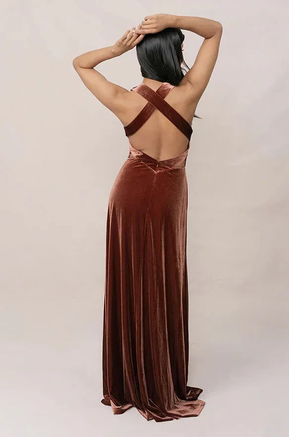Fashionable and Beautiful Deep V-neck Velvet dress Velvet Evening Dress Prom Dresses