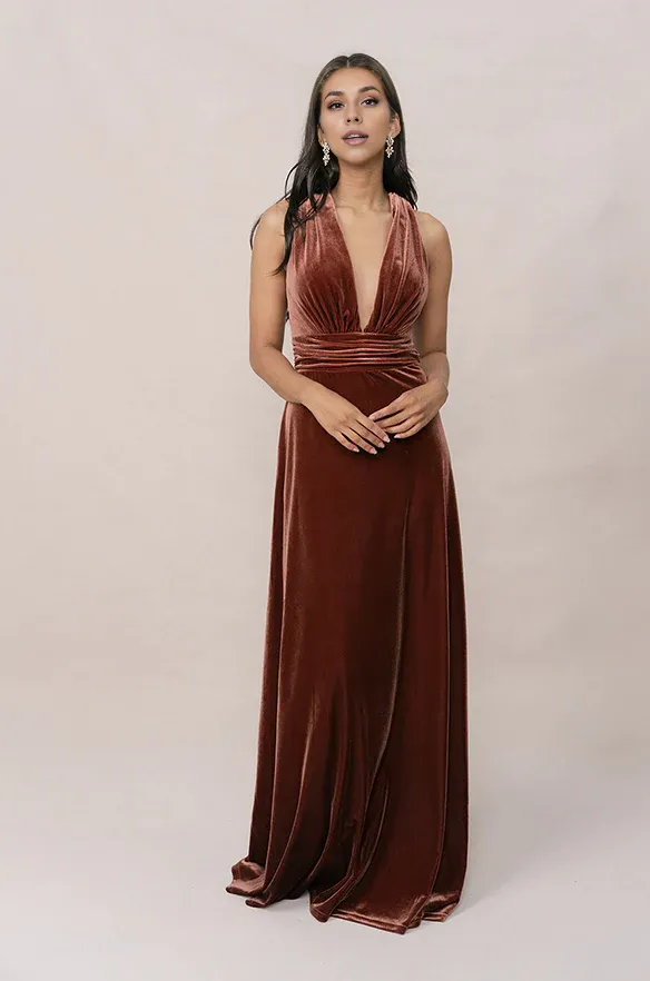 Fashionable and Beautiful Deep V-neck Velvet dress Velvet Evening Dress Prom Dresses