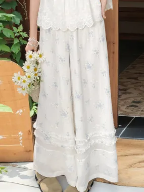 Floral Chiffon Loose Wide-Leg Pants for Summer
