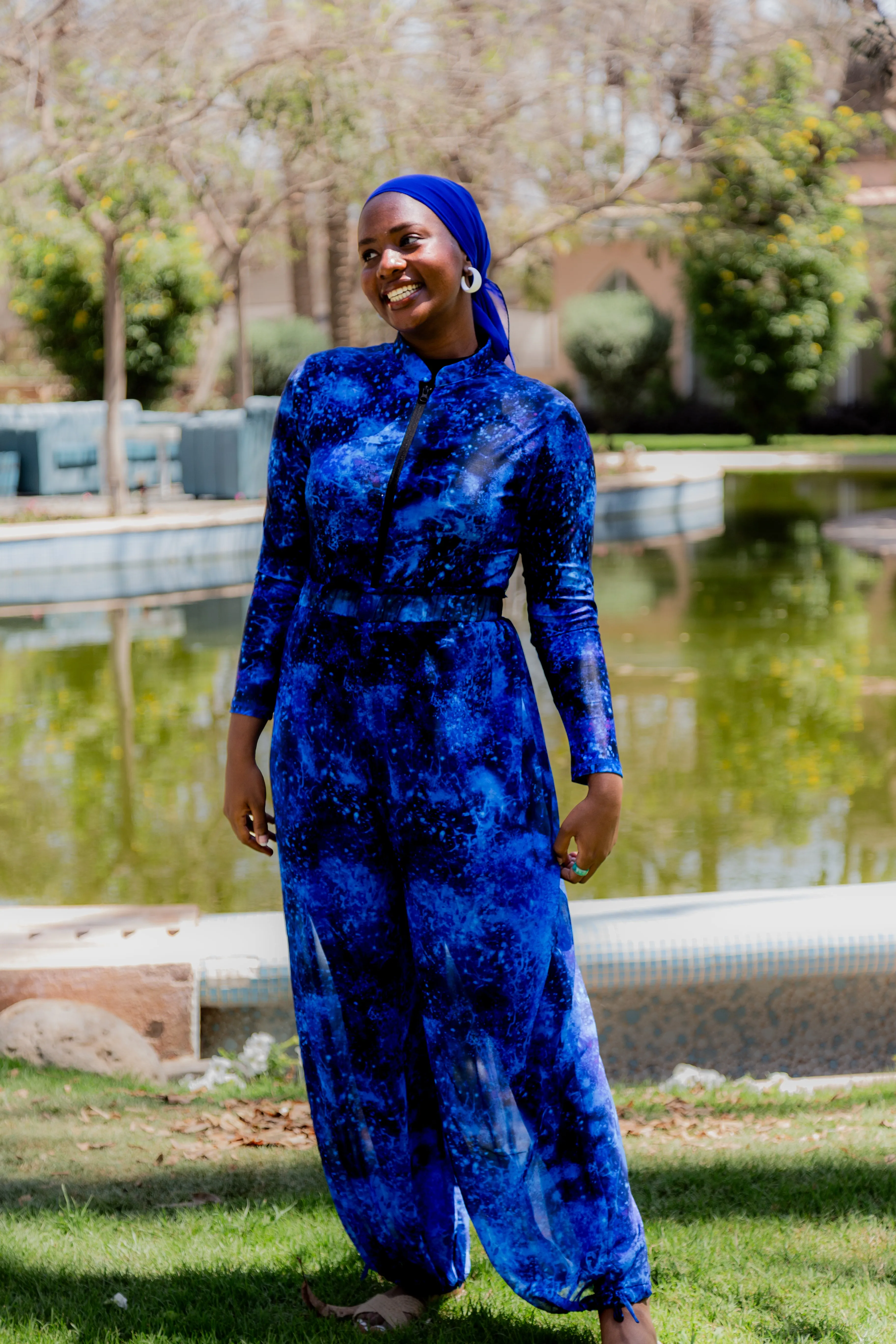 Galaxy chiffon pants - BLue