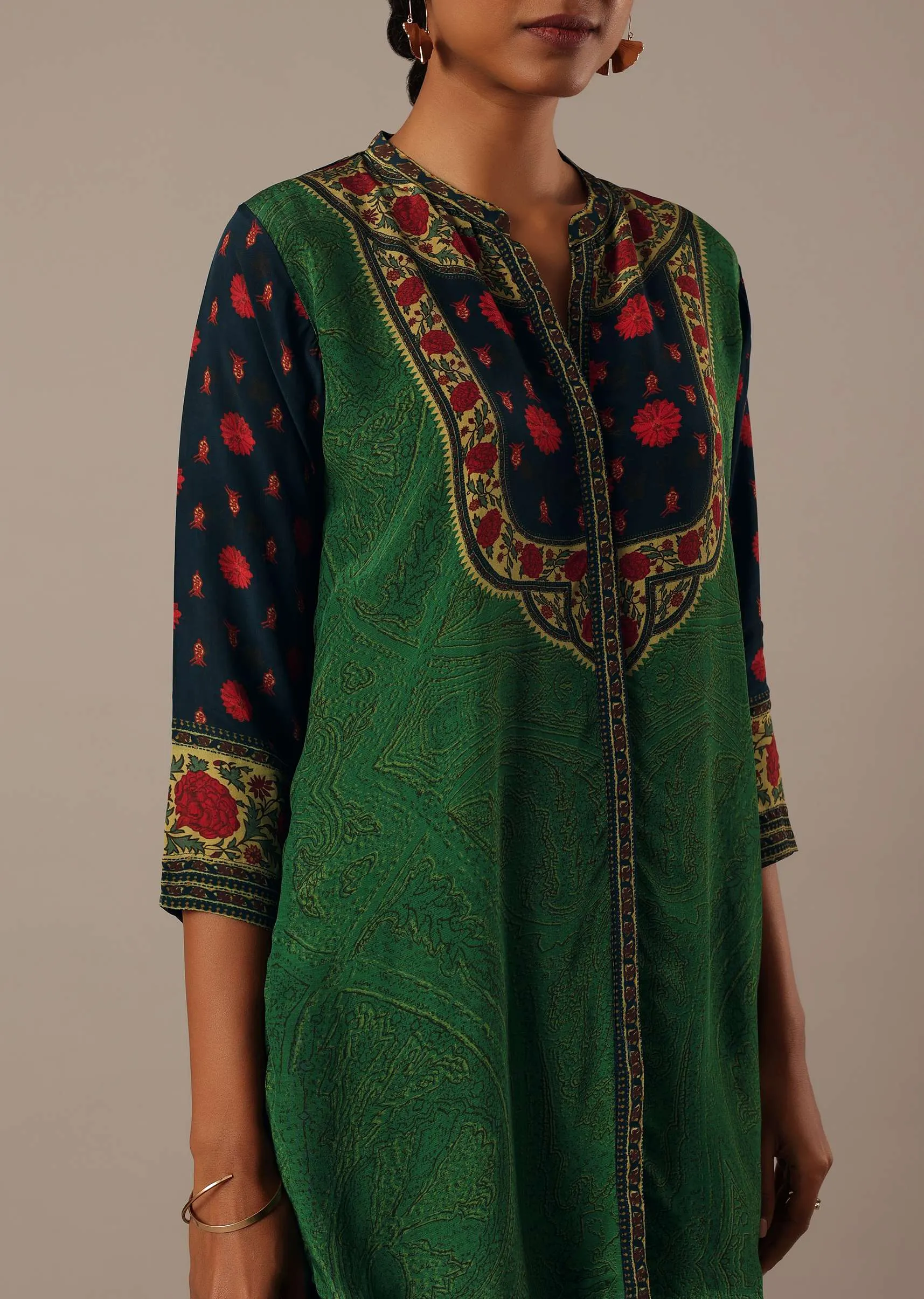 Green Floral Print Chiffon co ord set