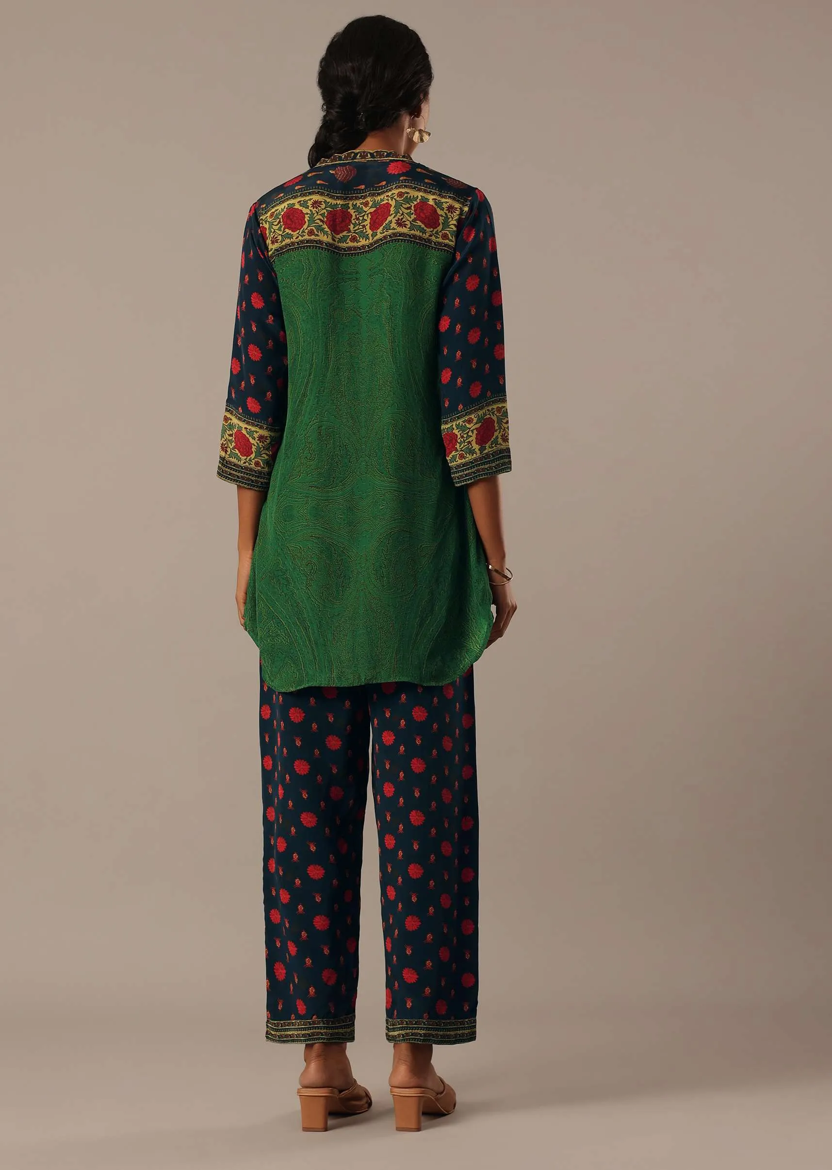 Green Floral Print Chiffon co ord set