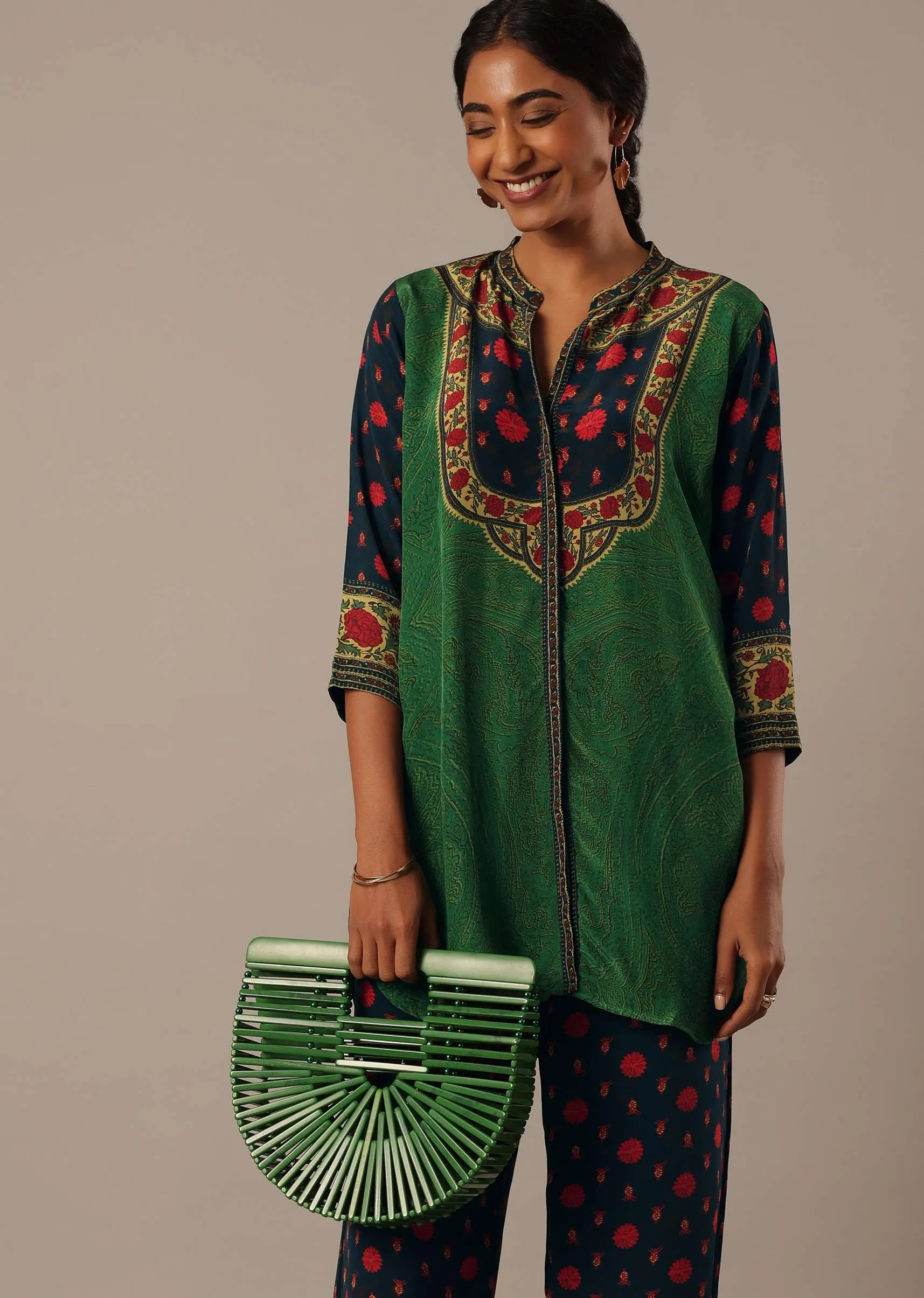 Green Floral Print Chiffon co ord set