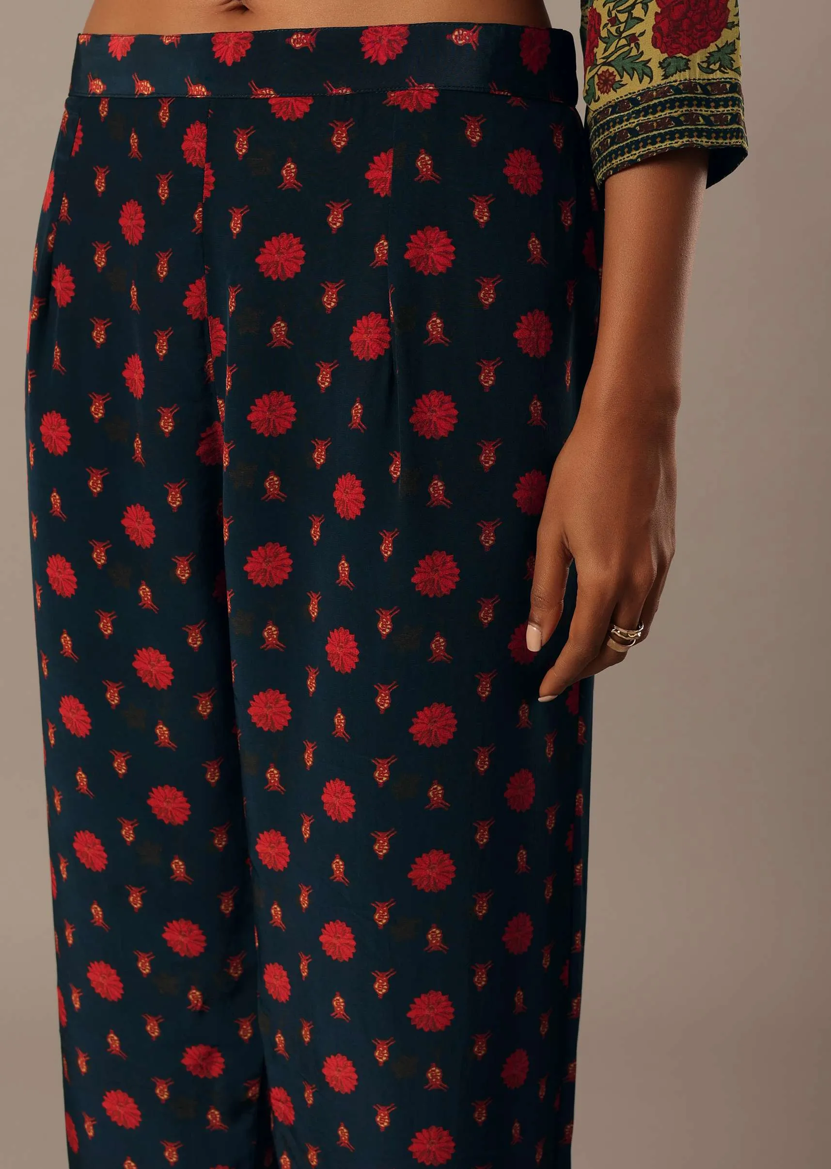 Green Floral Print Chiffon co ord set