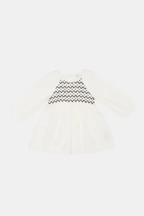 Infant Girls Cream Embellished Dress