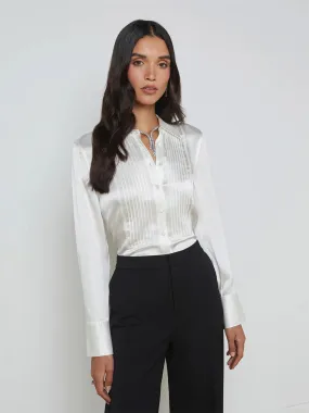 L'Agence Divya Silk Shirt in White