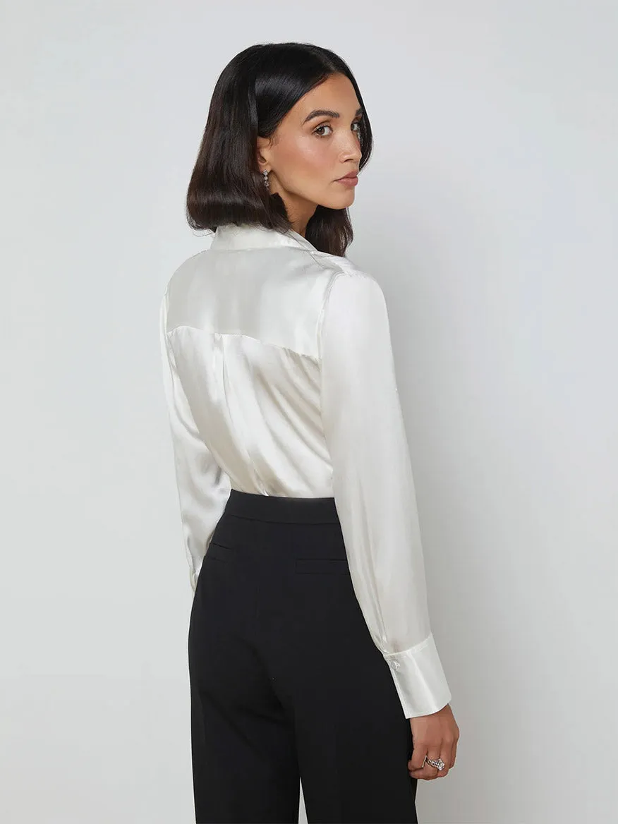L'Agence Divya Silk Shirt in White
