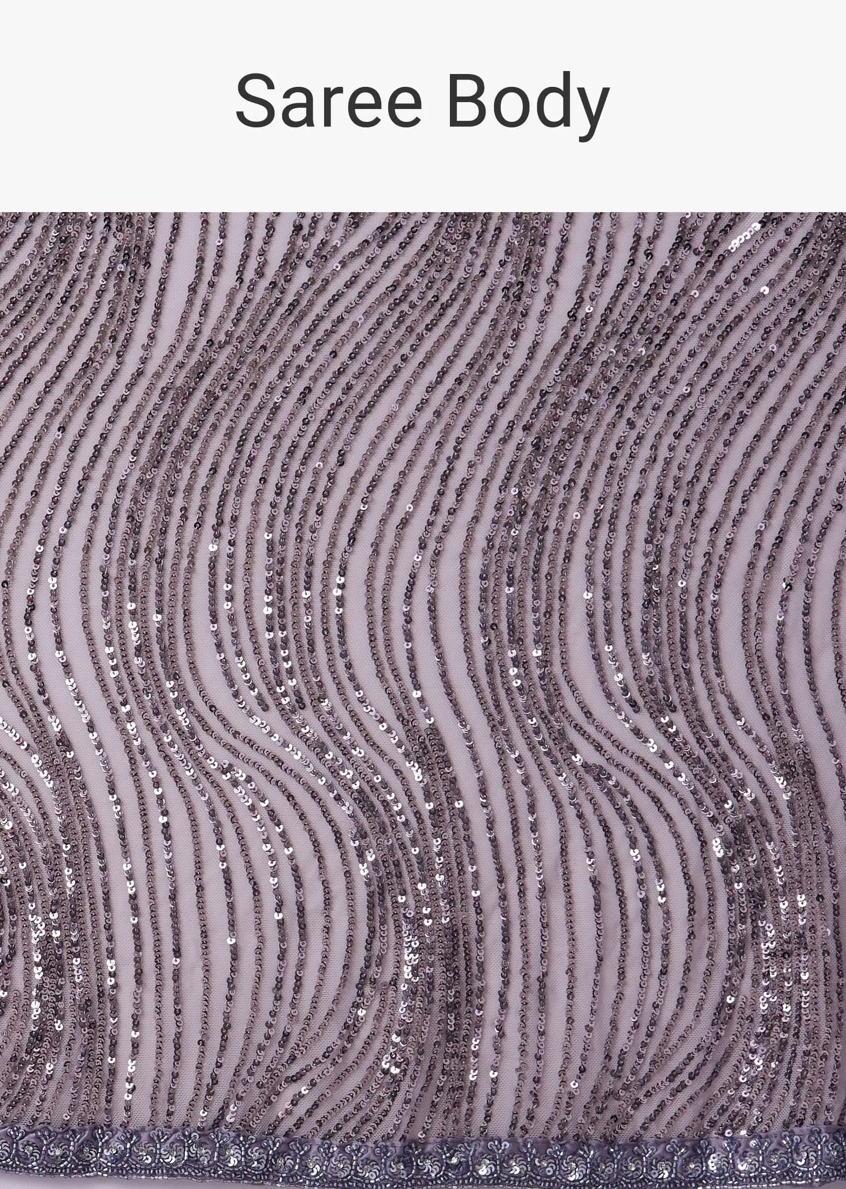 Lavender Purple Sequins Saree With An Embellished Border