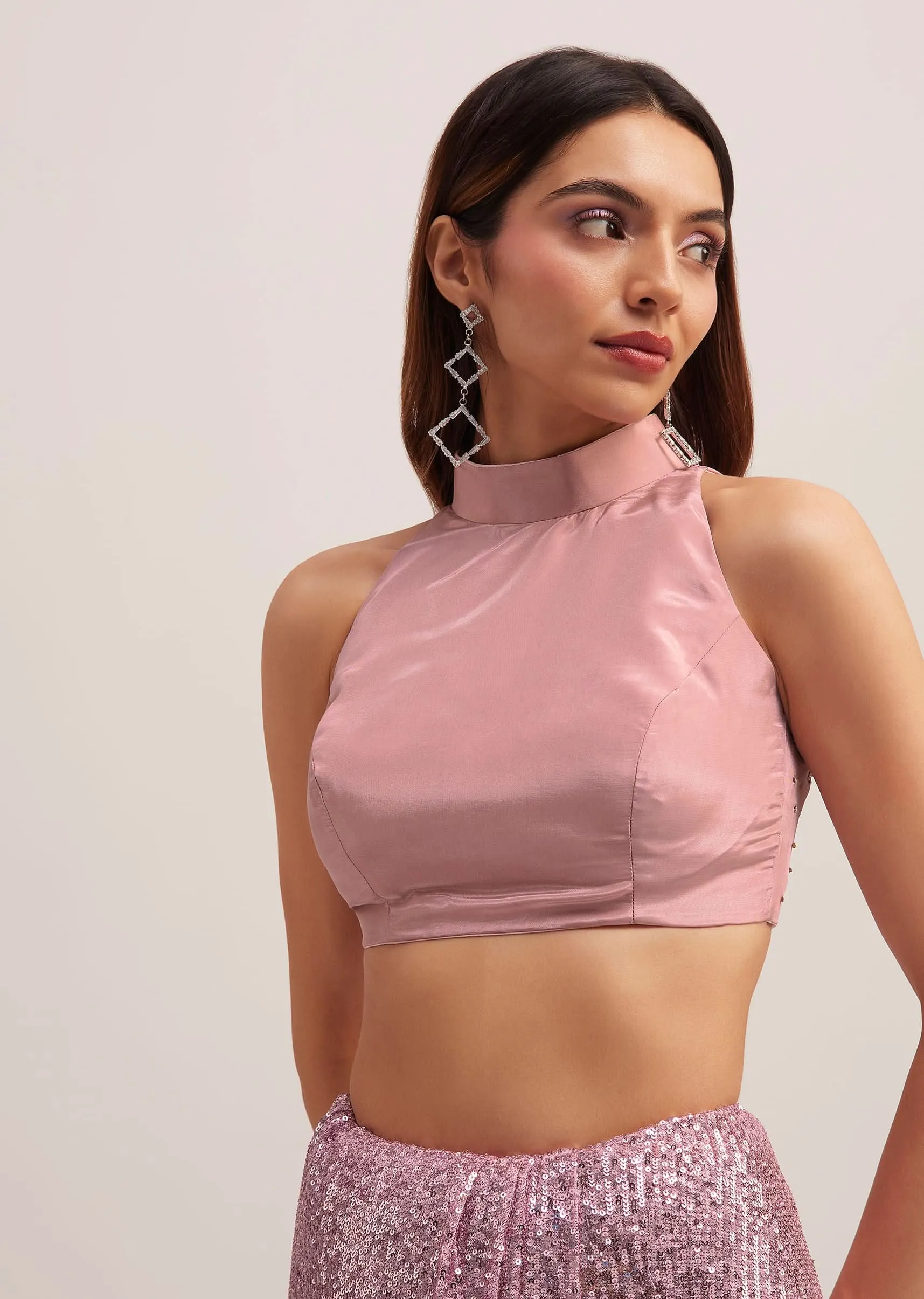 Lilac Purple Sequins Saree With An Embellished Border