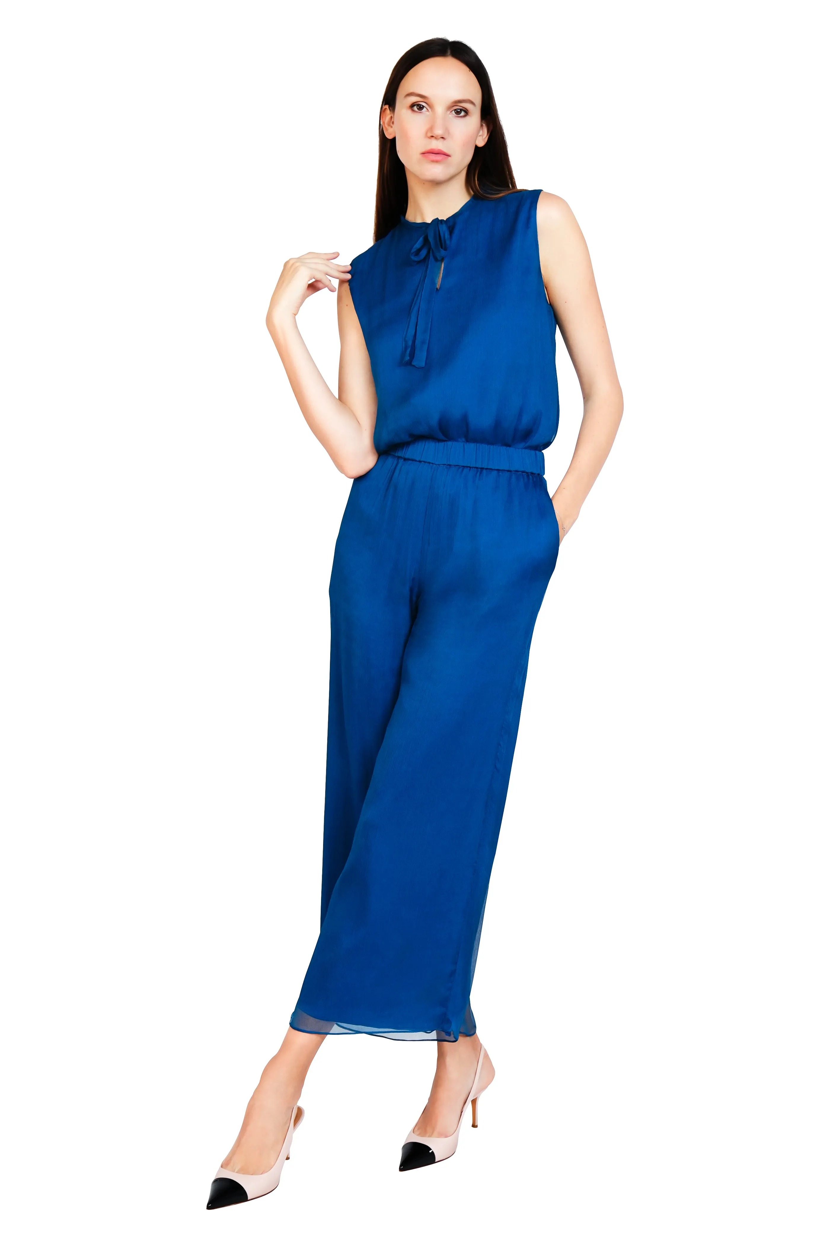 Liz Crinkled Chiffon Sleeveless Top