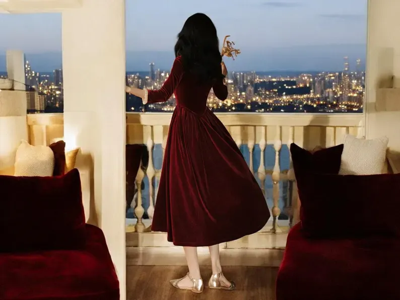 Long Sleeve Prom Dresses Velvet Dress Formal Wear Fashionable Clothing
