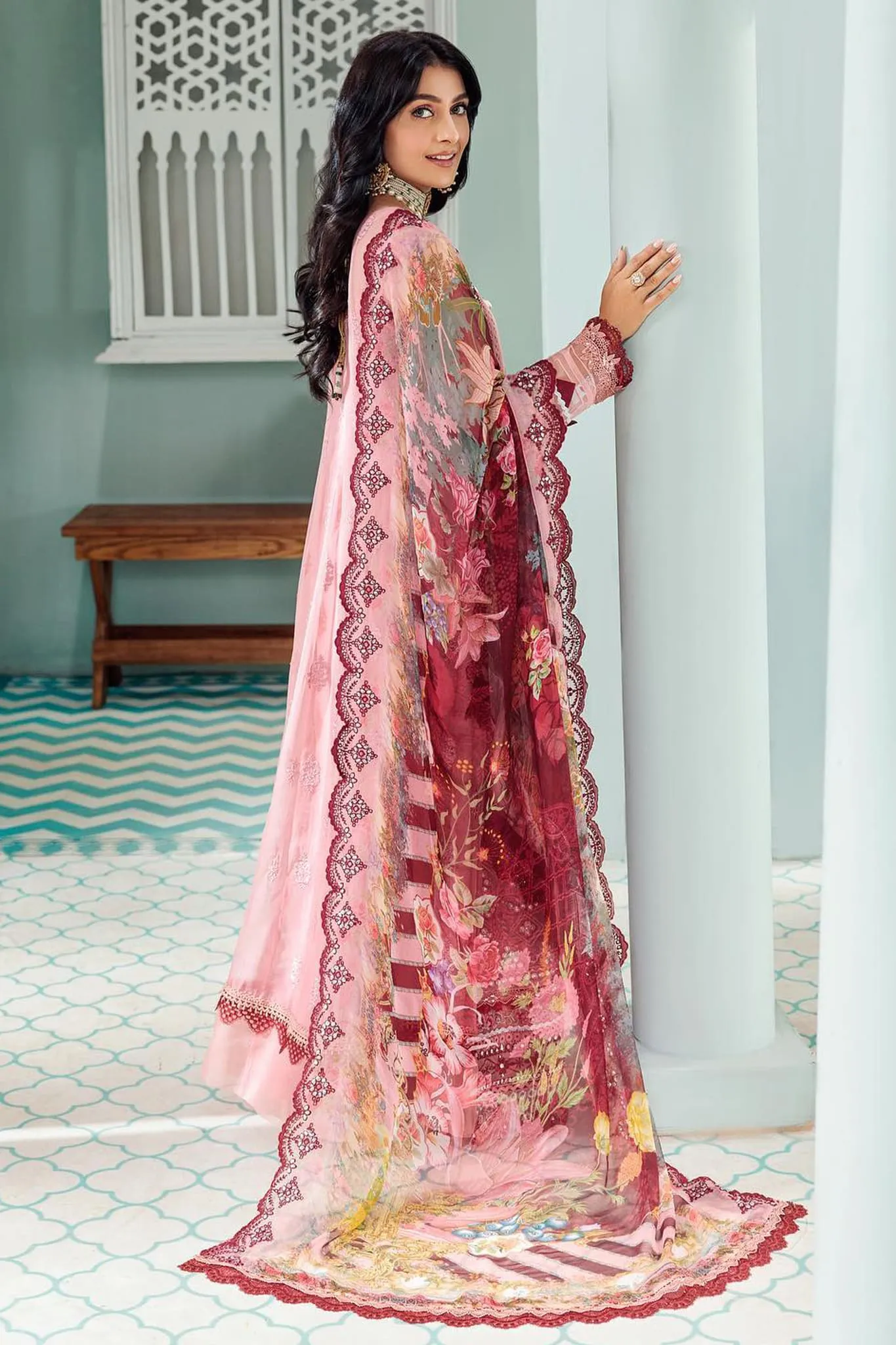 Noor by Sadia Asad Unstitched 3 Piece Chiffon Laserkari Collection'2022-D-02