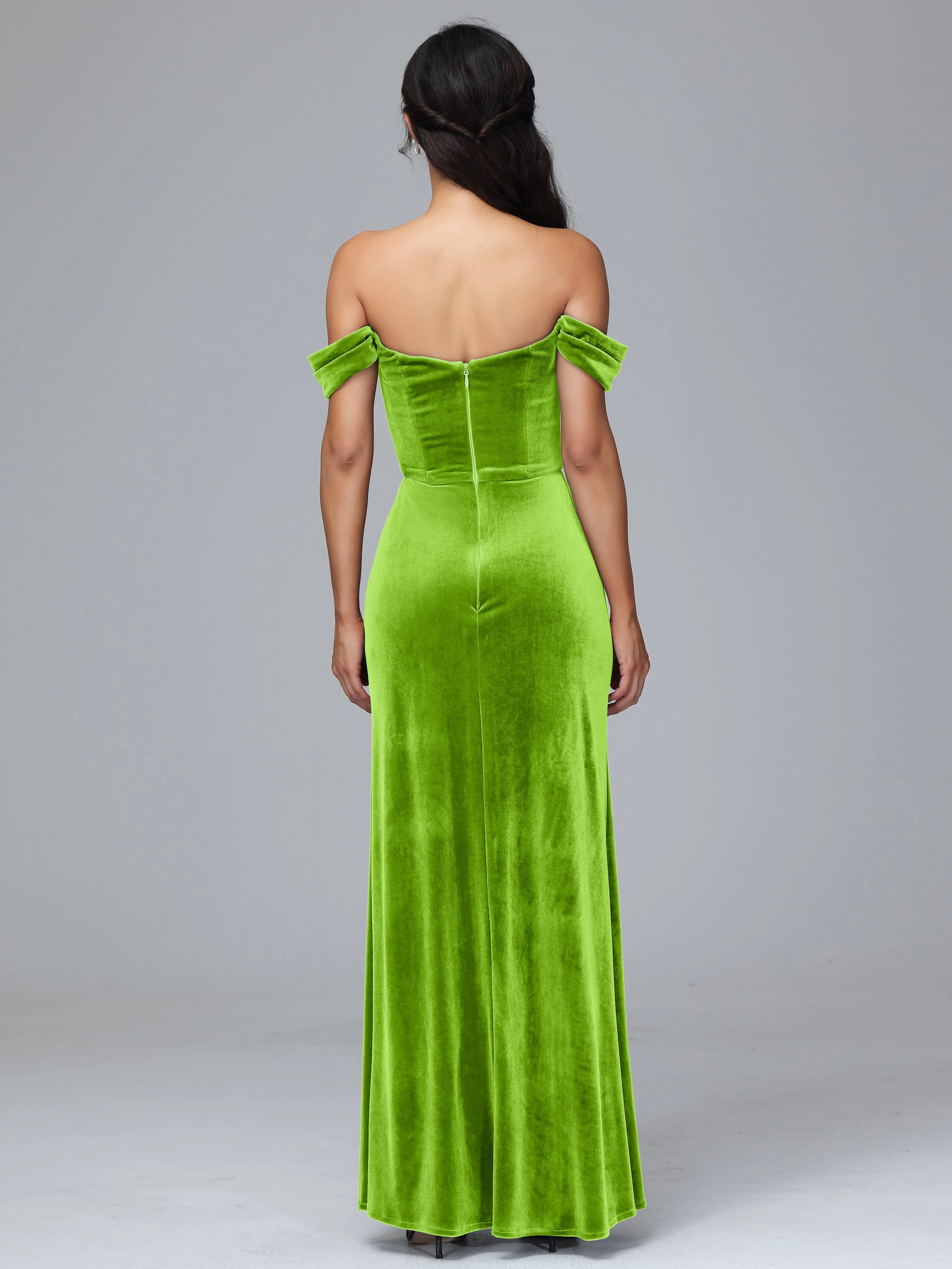 Off Shoulder Zipper Split Plus Size Bridesmaid Dresses