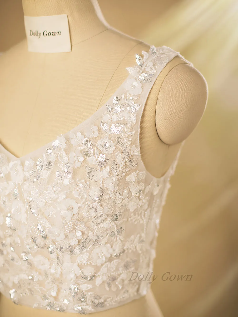 Petra Sparkly V-Neck Beaded Bridal Top