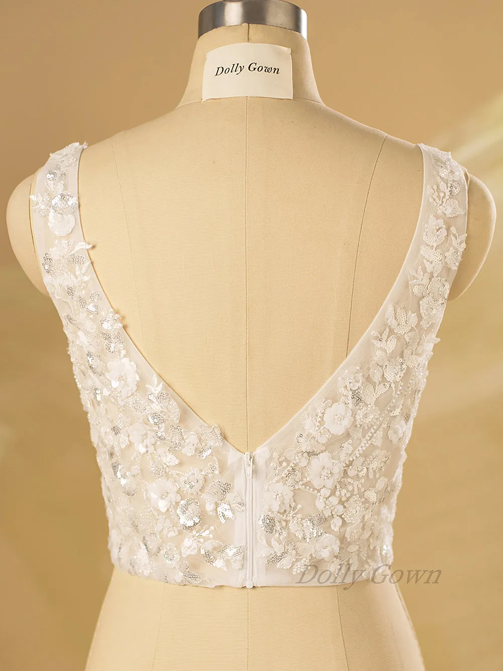 Petra Sparkly V-Neck Beaded Bridal Top