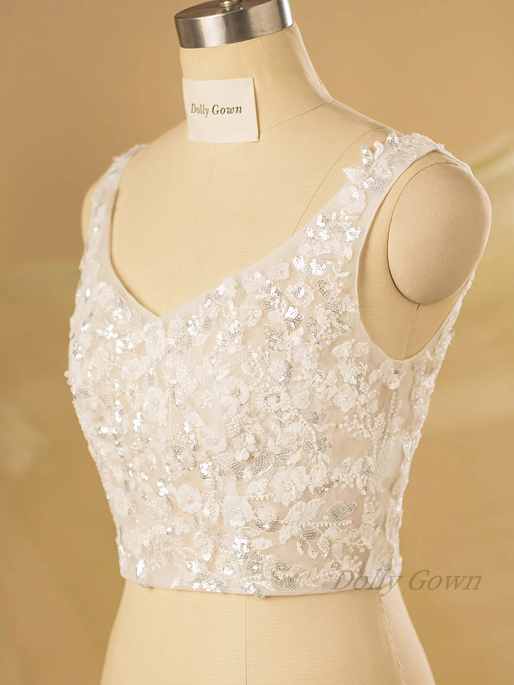 Petra Sparkly V-Neck Beaded Bridal Top