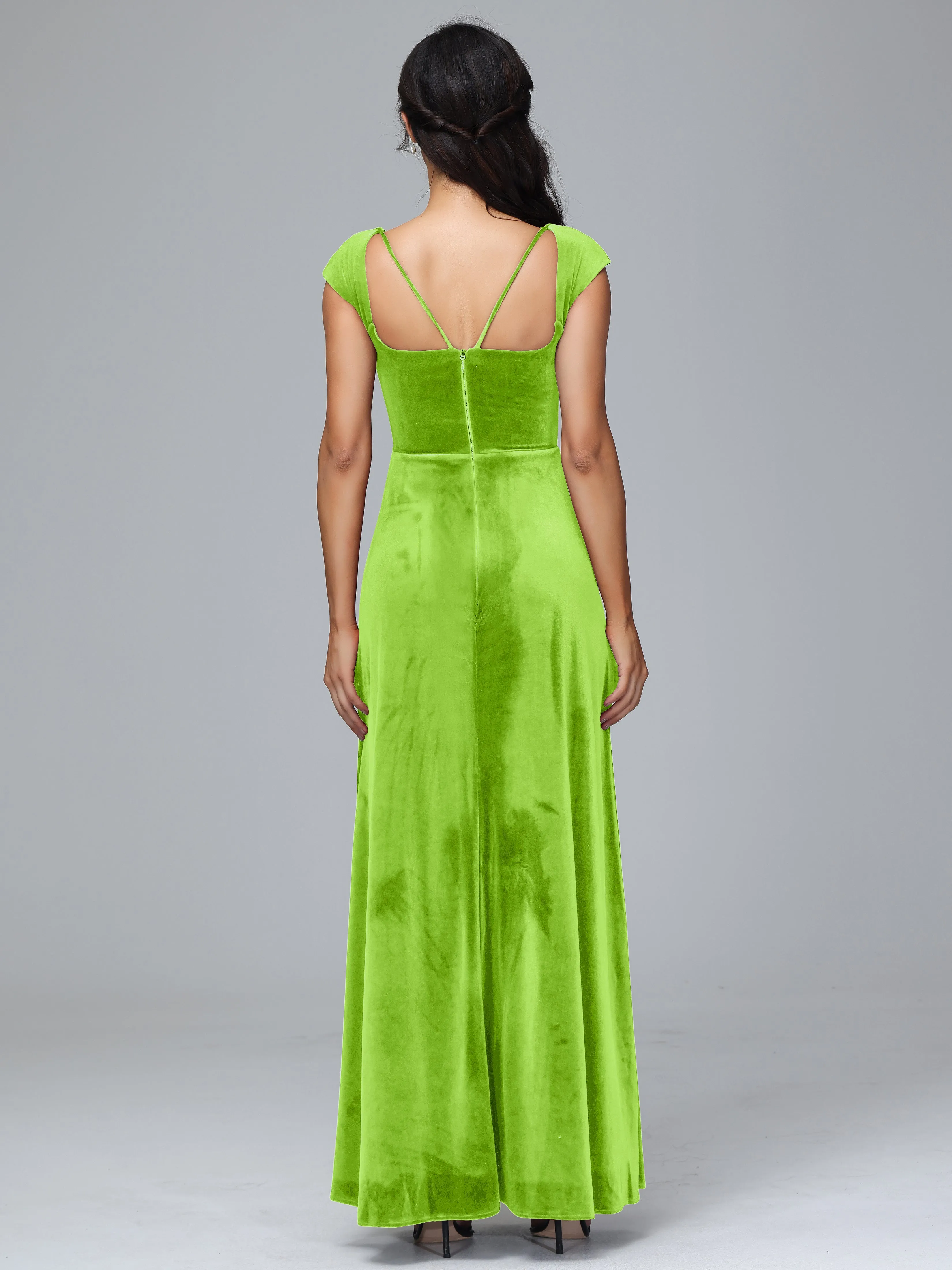 Scoop Neck Long Plus Size Bridesmaid Dresses With Split