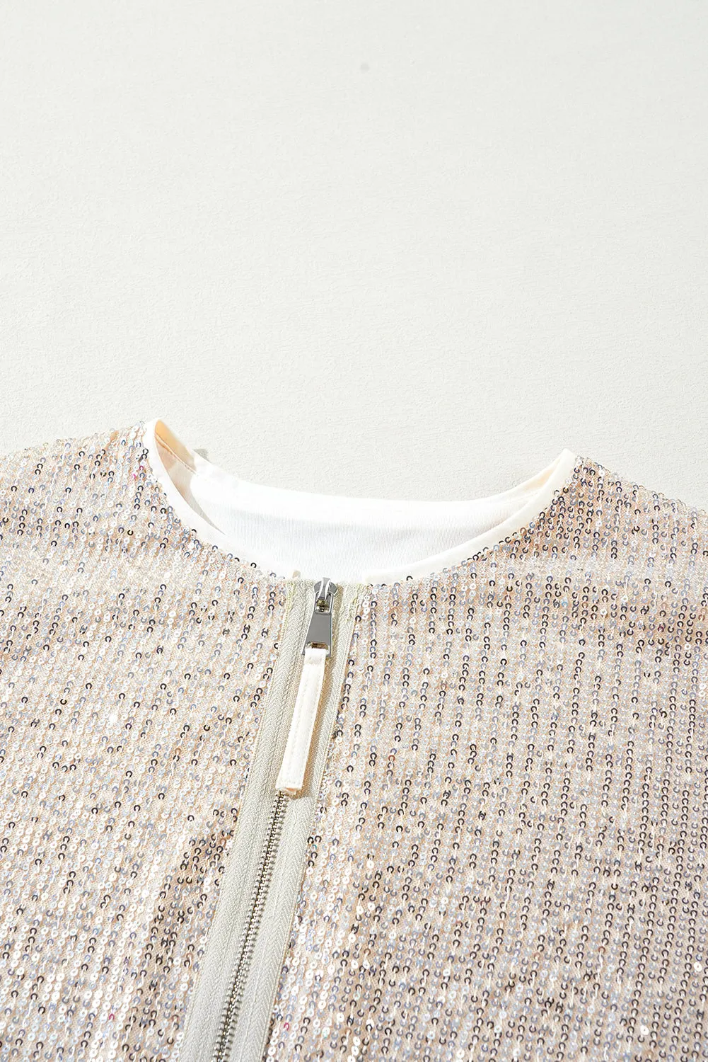 Sequin Zip up Long Sleeve Jacket