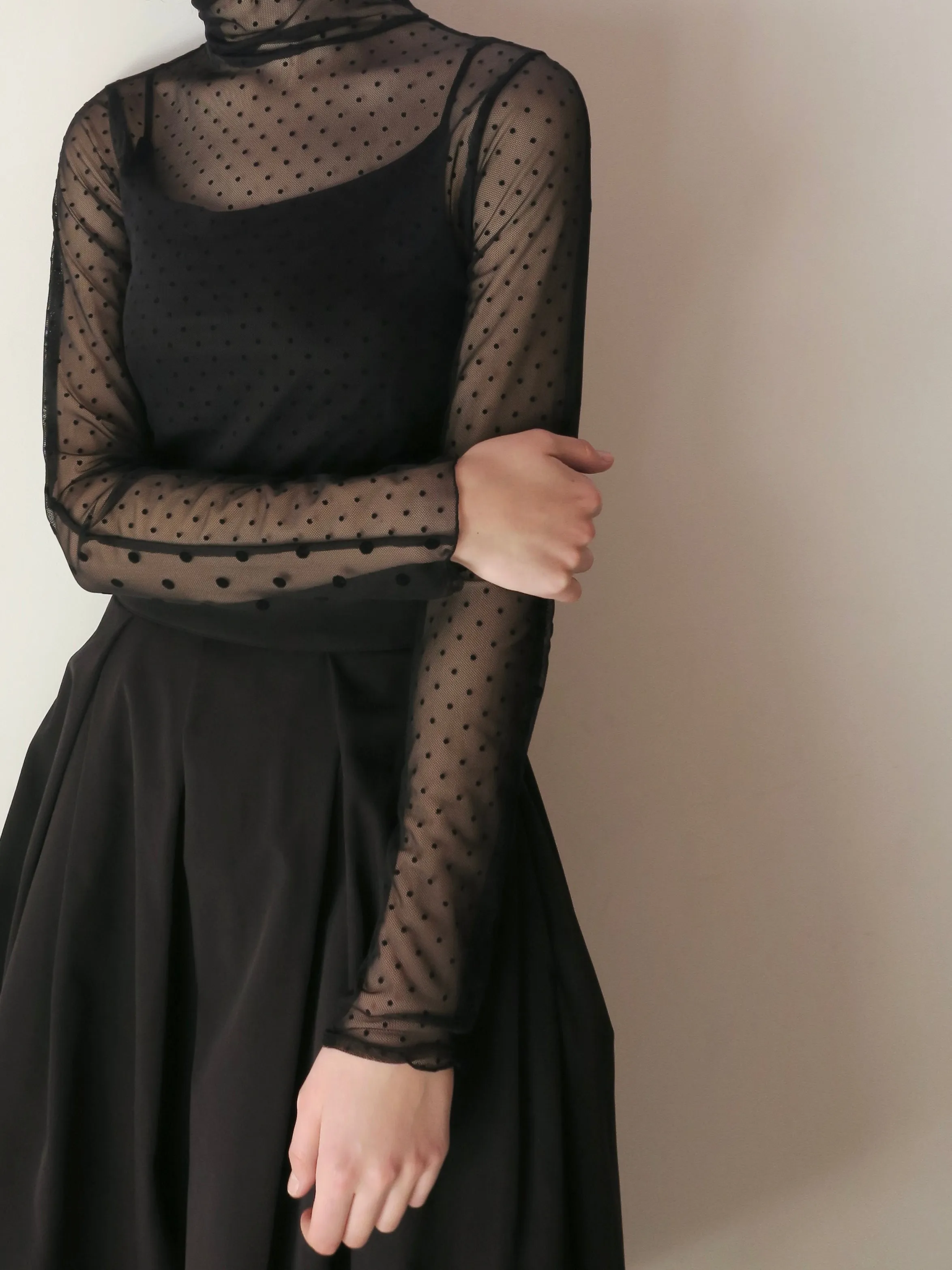 SHEER DOT TURTLE TOPS